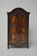 Miniature Walnut and Walnut Burl Armoire, circa 1770