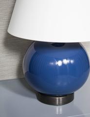 Pair of Cobalt Ceramic Table Lamps on Bronzed Metal Bases
