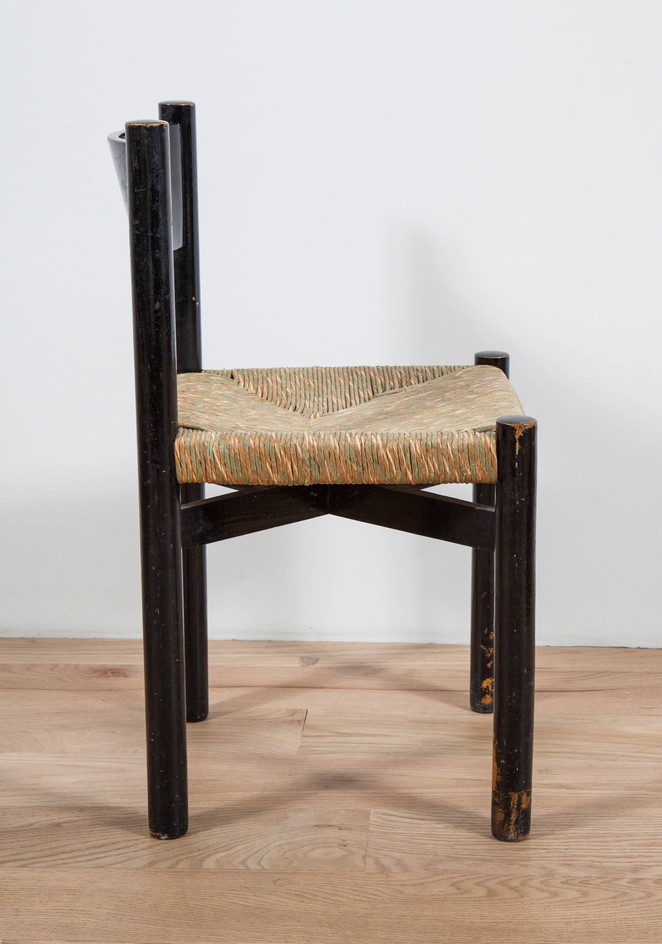 French Charlotte Perriand, Rush Seated Chair