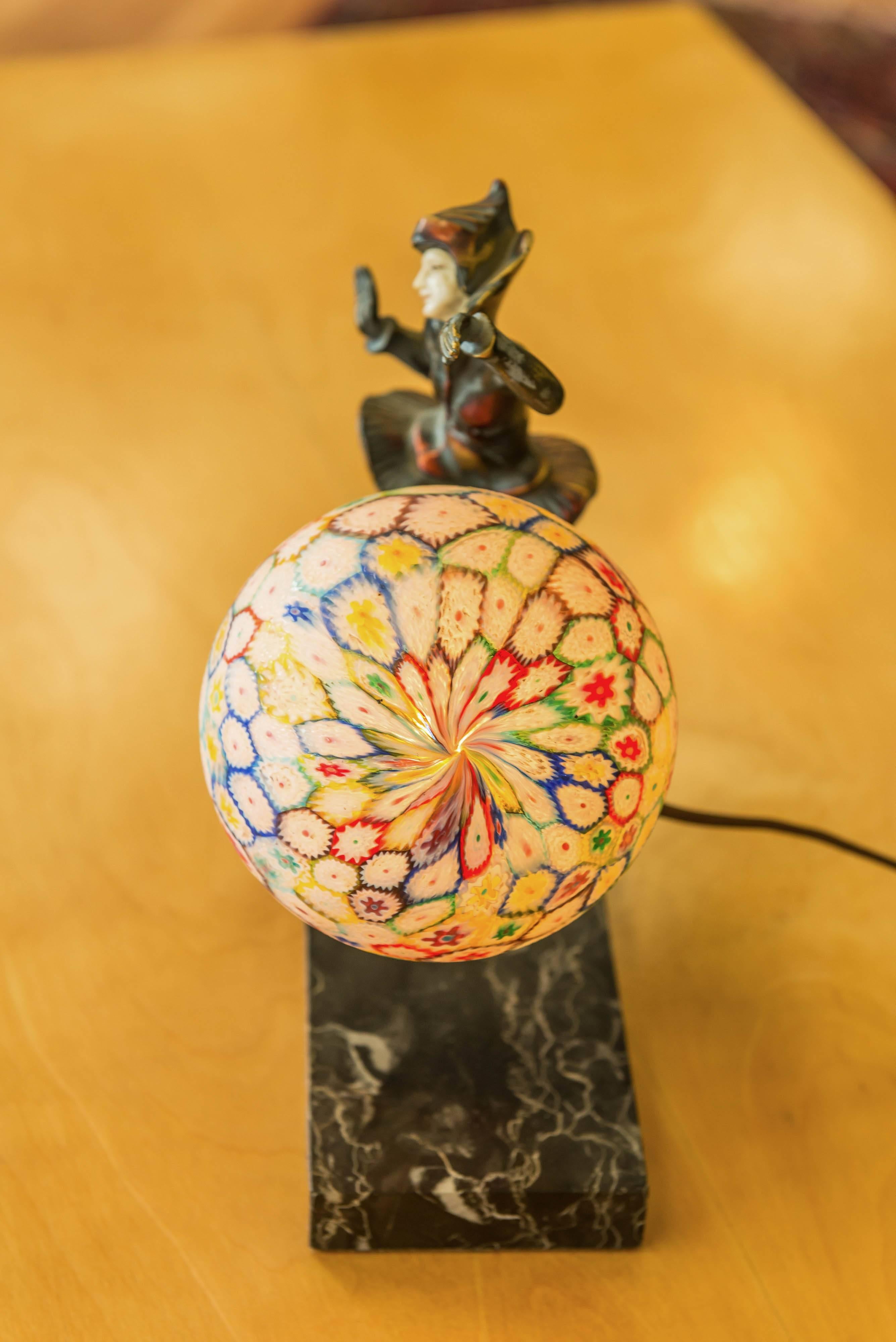 Bronze Gerda Gerdago Art Deco Harlequin Style Dancer Lamp 