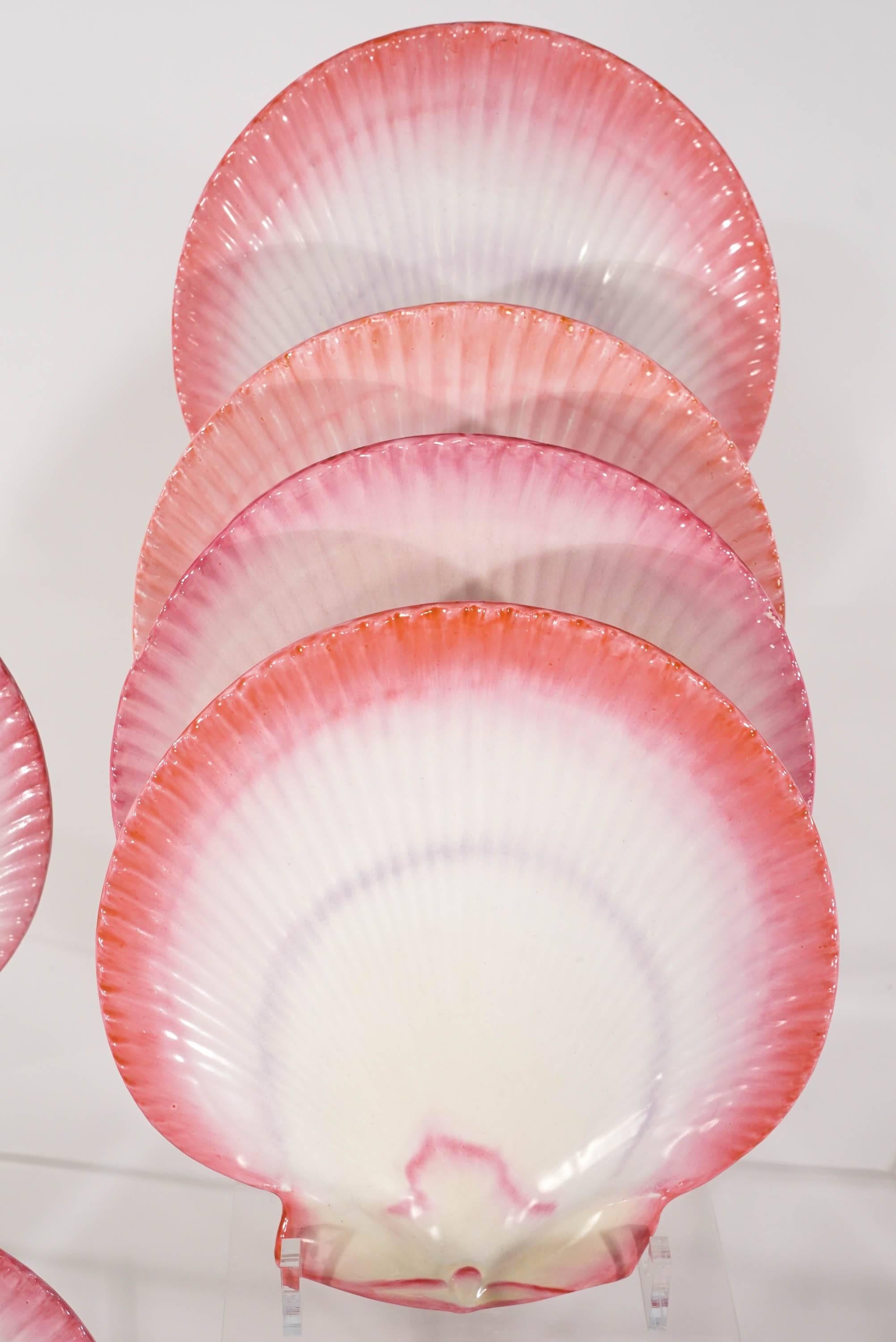 English Wedgwood Pink Pearlware Complete Dessert Service in the Nautilus Pattern