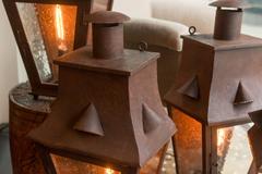 Set of Four Wall-Mounted Iron Lanterns, English, circa 1880