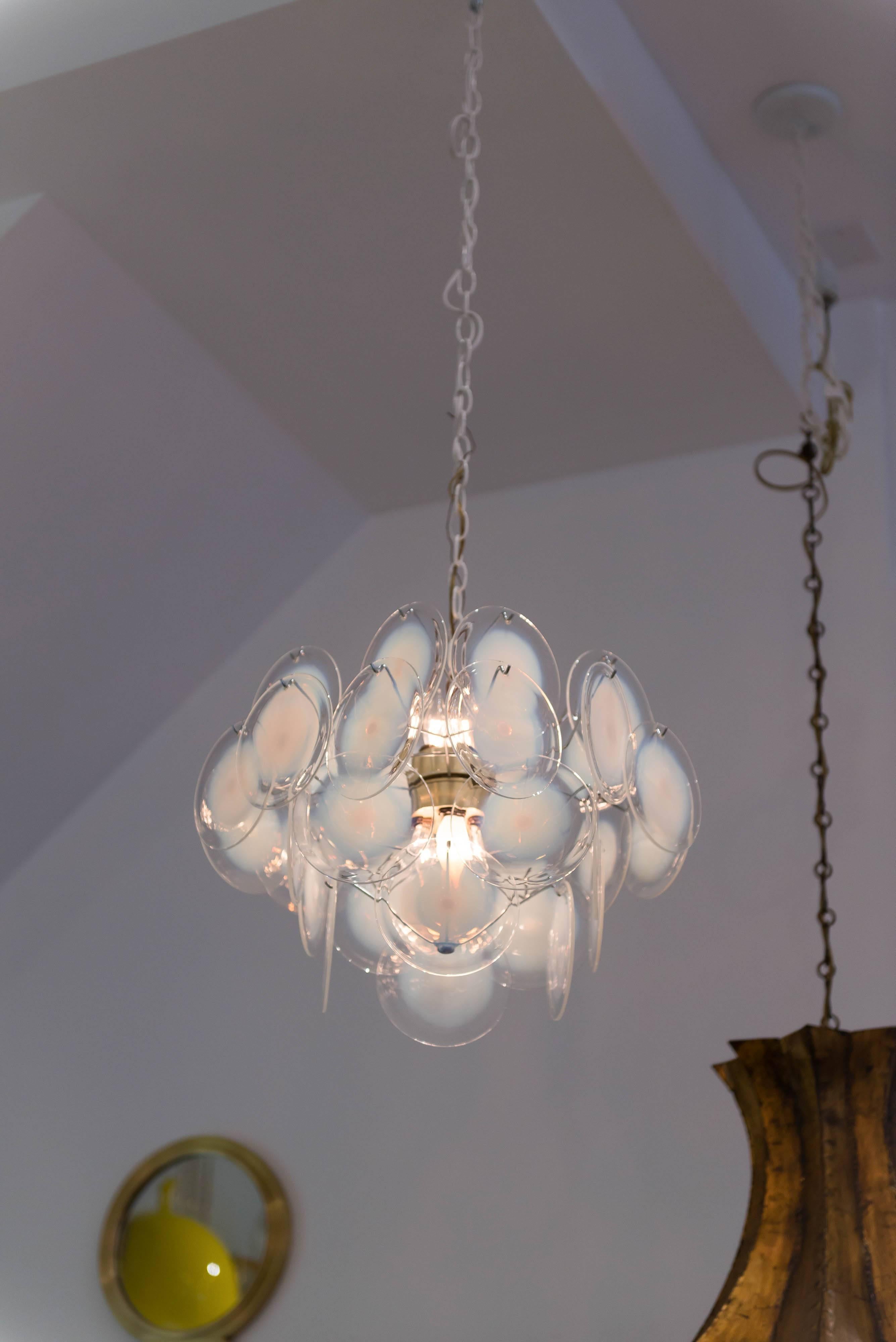 Beautiful opalescent glass Vistosi chandelier.