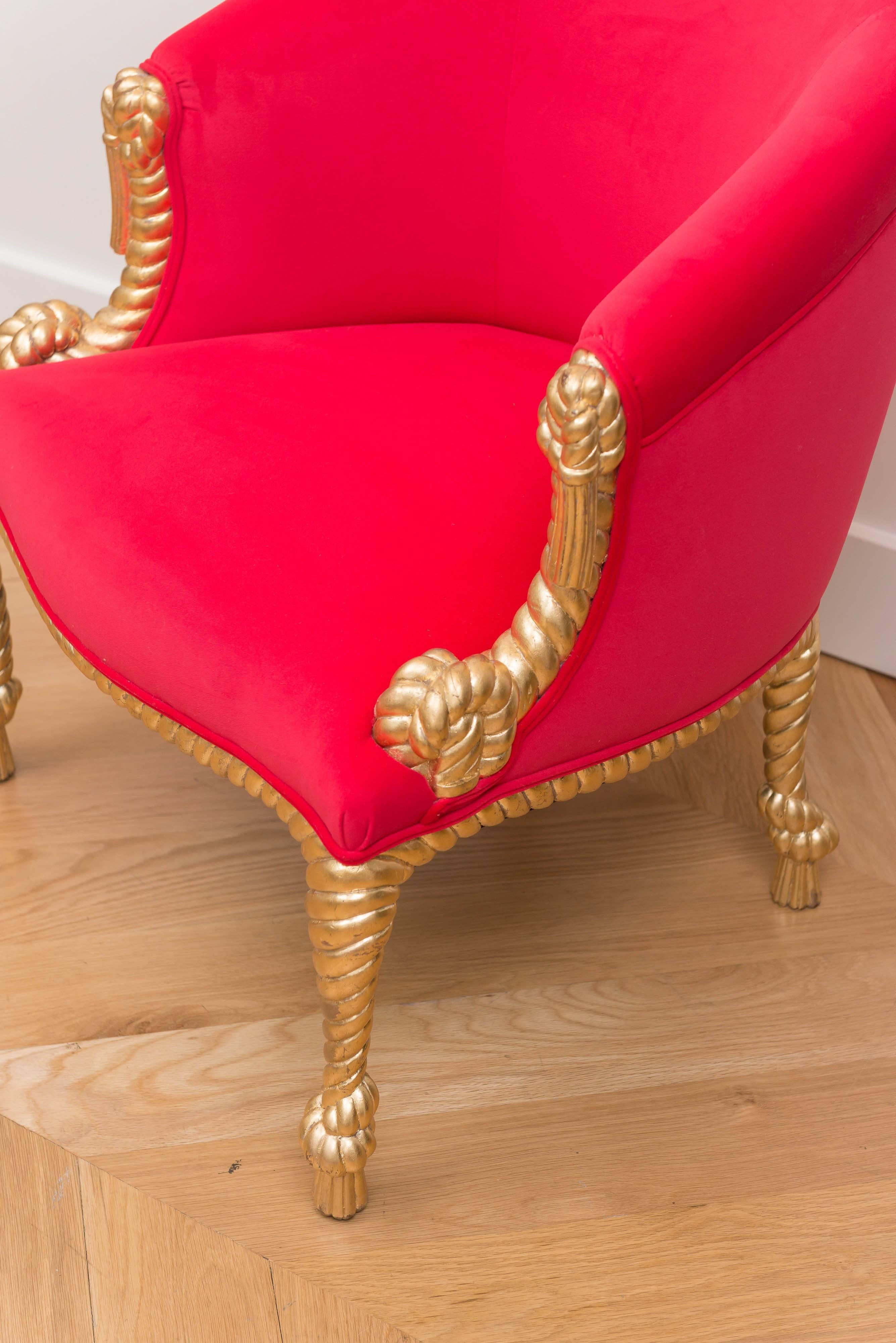 Mid-20th Century Italian Gilt tassel Chair For Sale