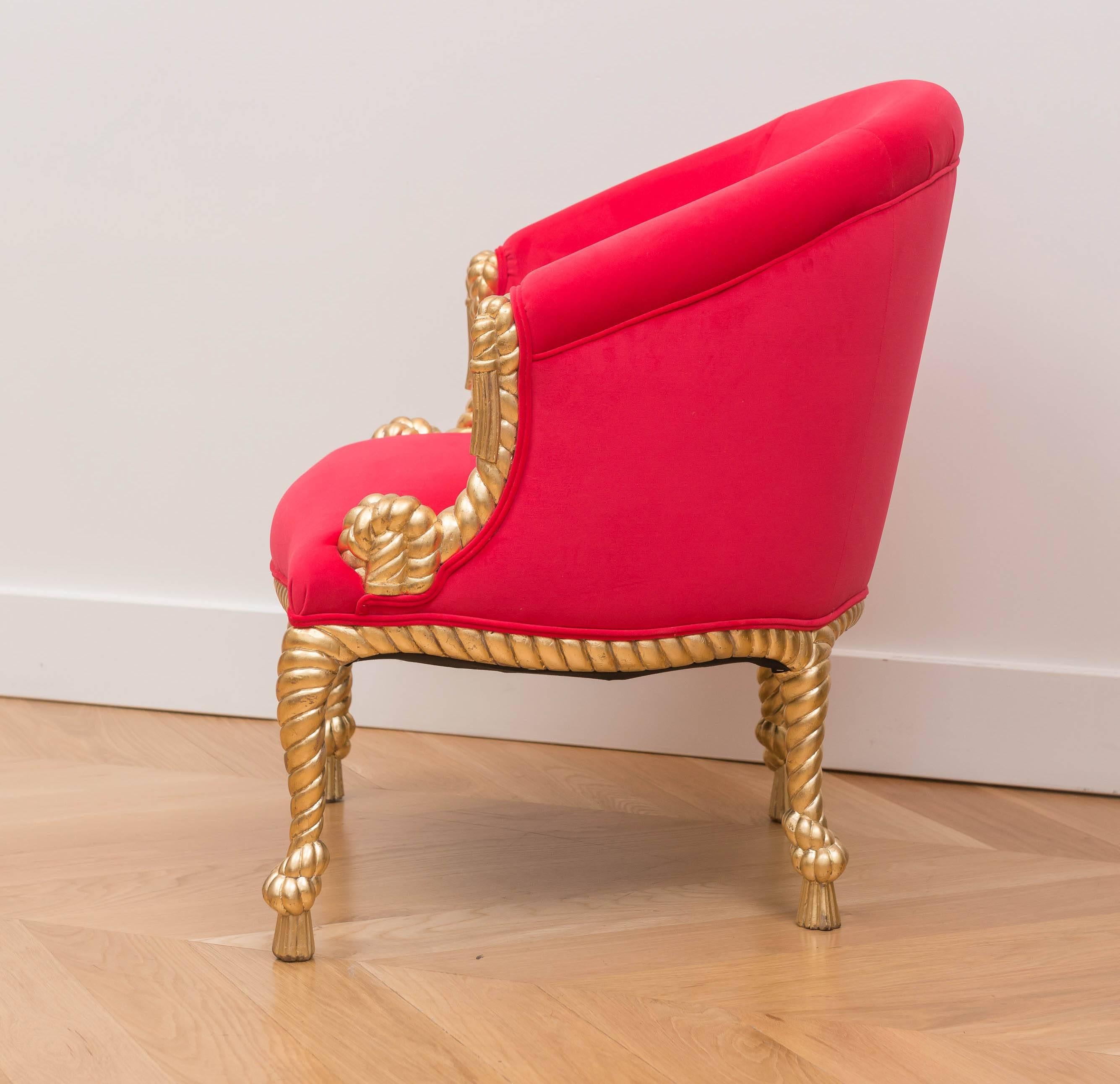 Italian Gilt tassel Chair For Sale 1