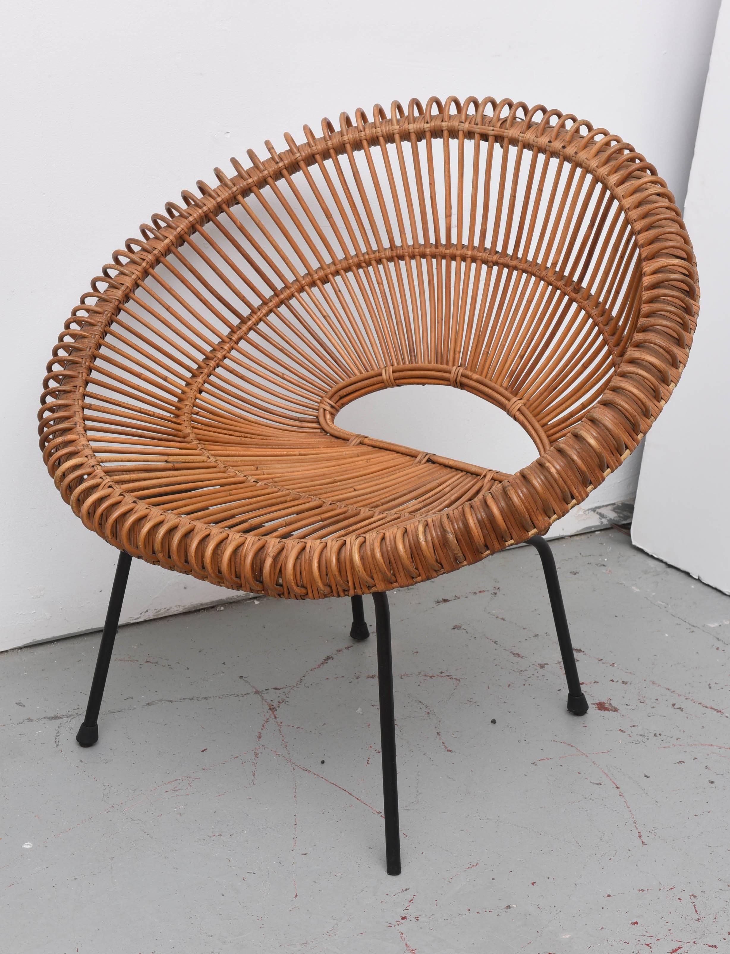 Rattan Chair by Janine Abraham / Dirk Jan Rol, France, 1960 In Excellent Condition In Miami, FL