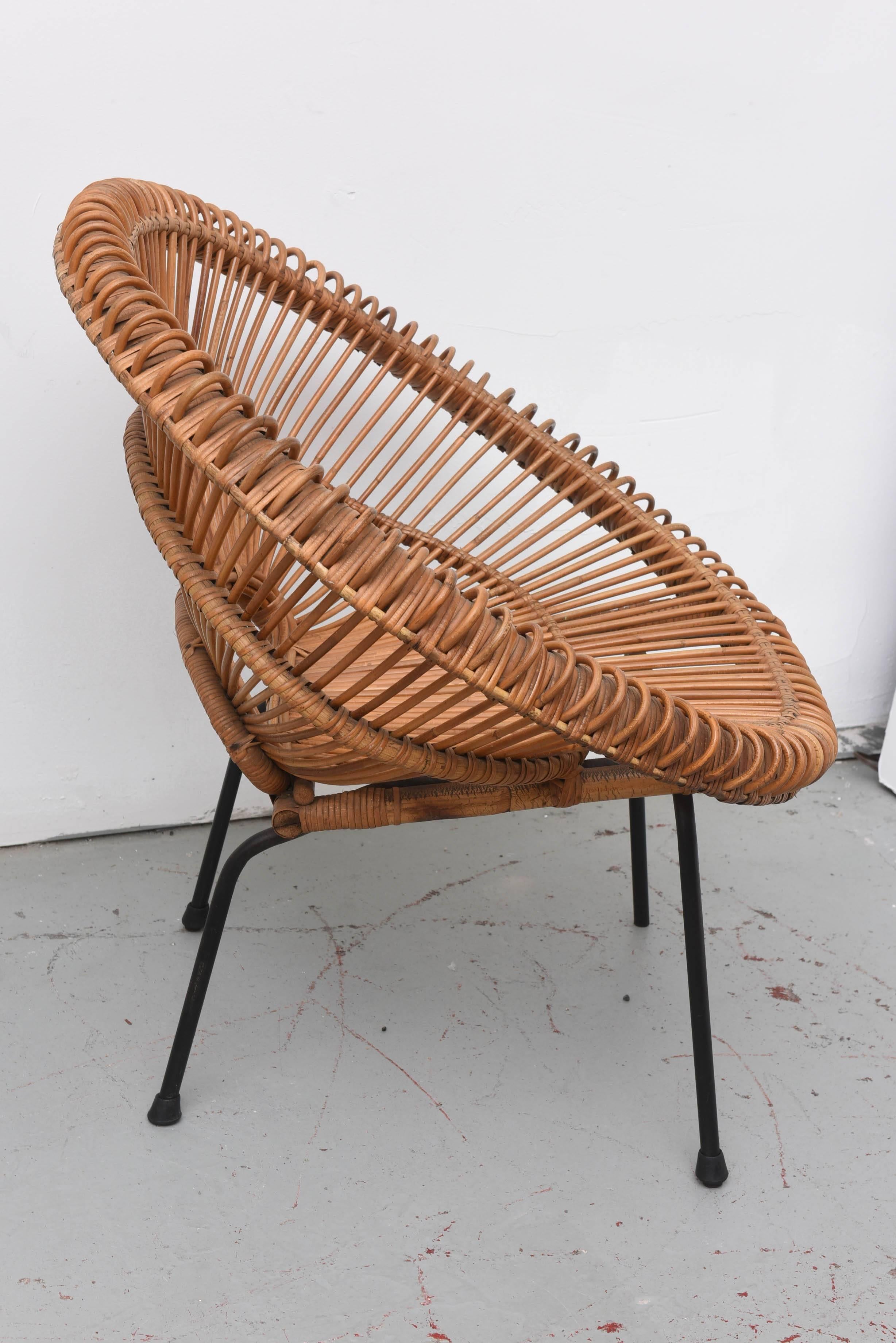 Mid-20th Century Rattan Chair by Janine Abraham / Dirk Jan Rol, France, 1960