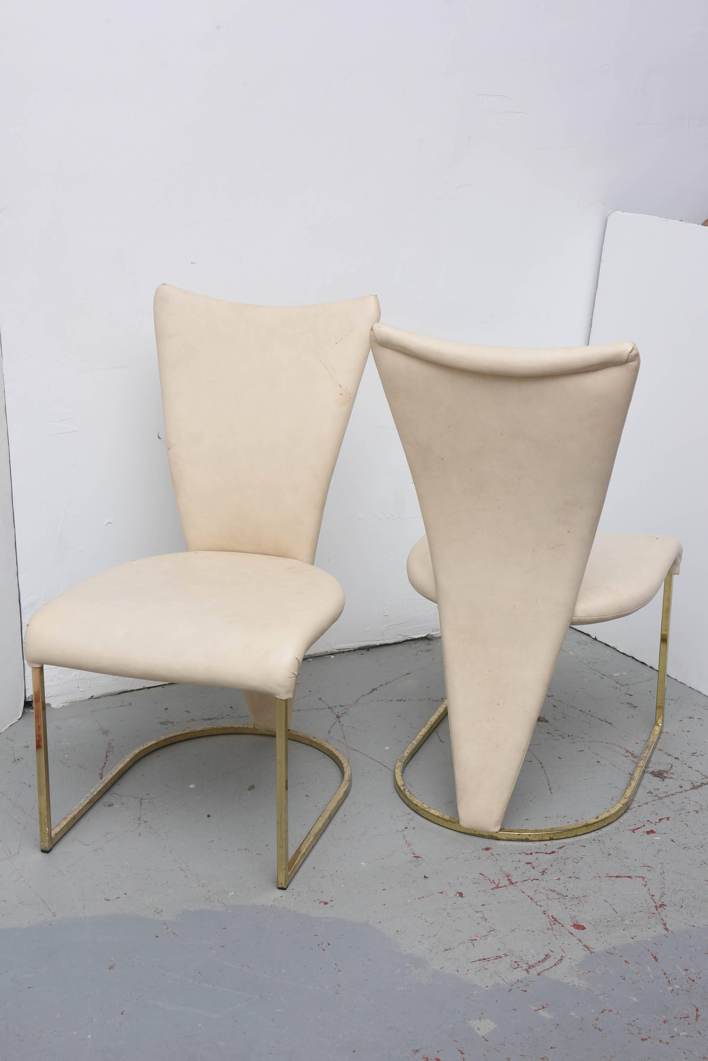 Design Institute of America Post-Mod Brass Dining Chairs, Set of Four, 1980s 3