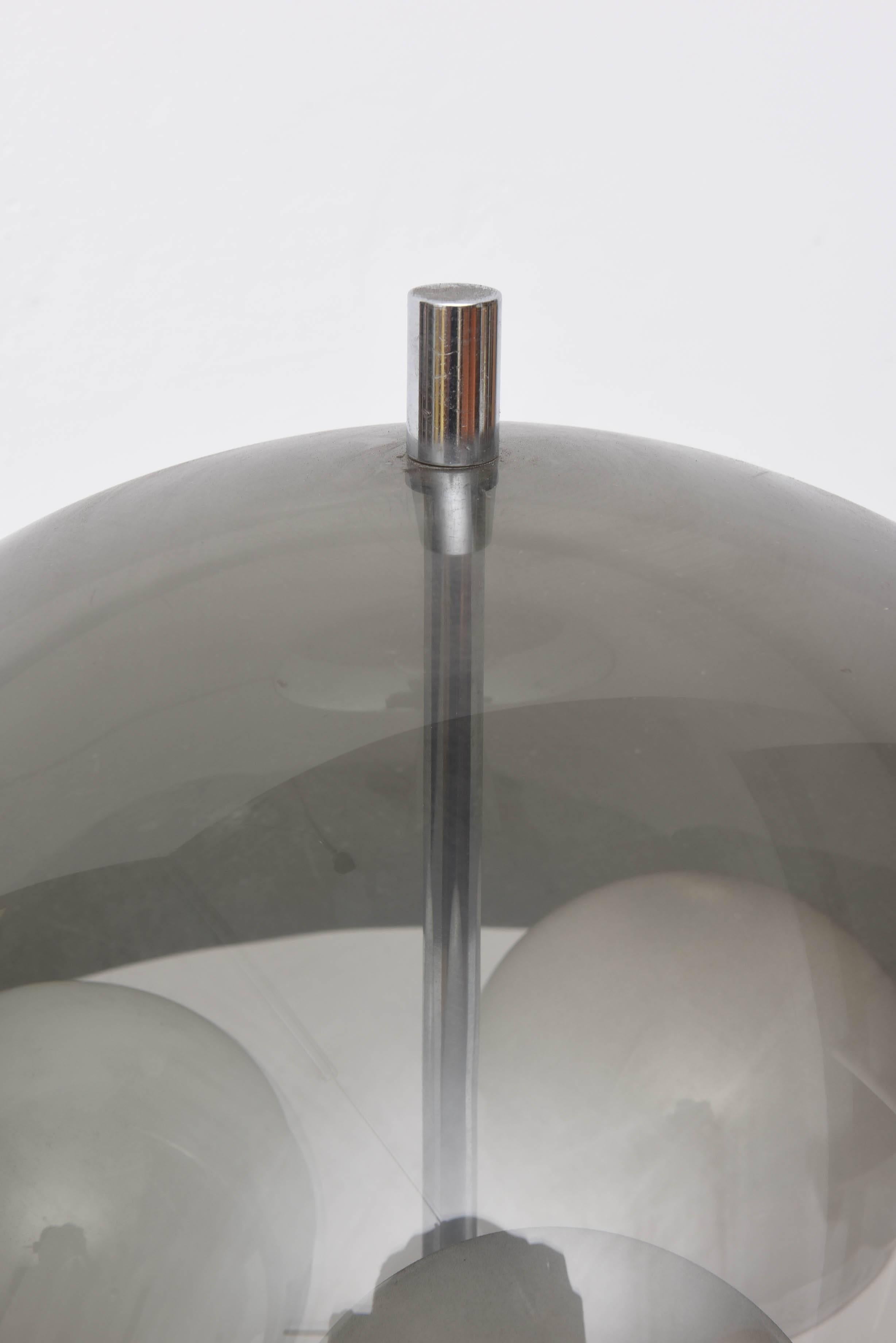 Chrome and Smoked Lucite Tall Table Lamp, 1960s, USA For Sale 1