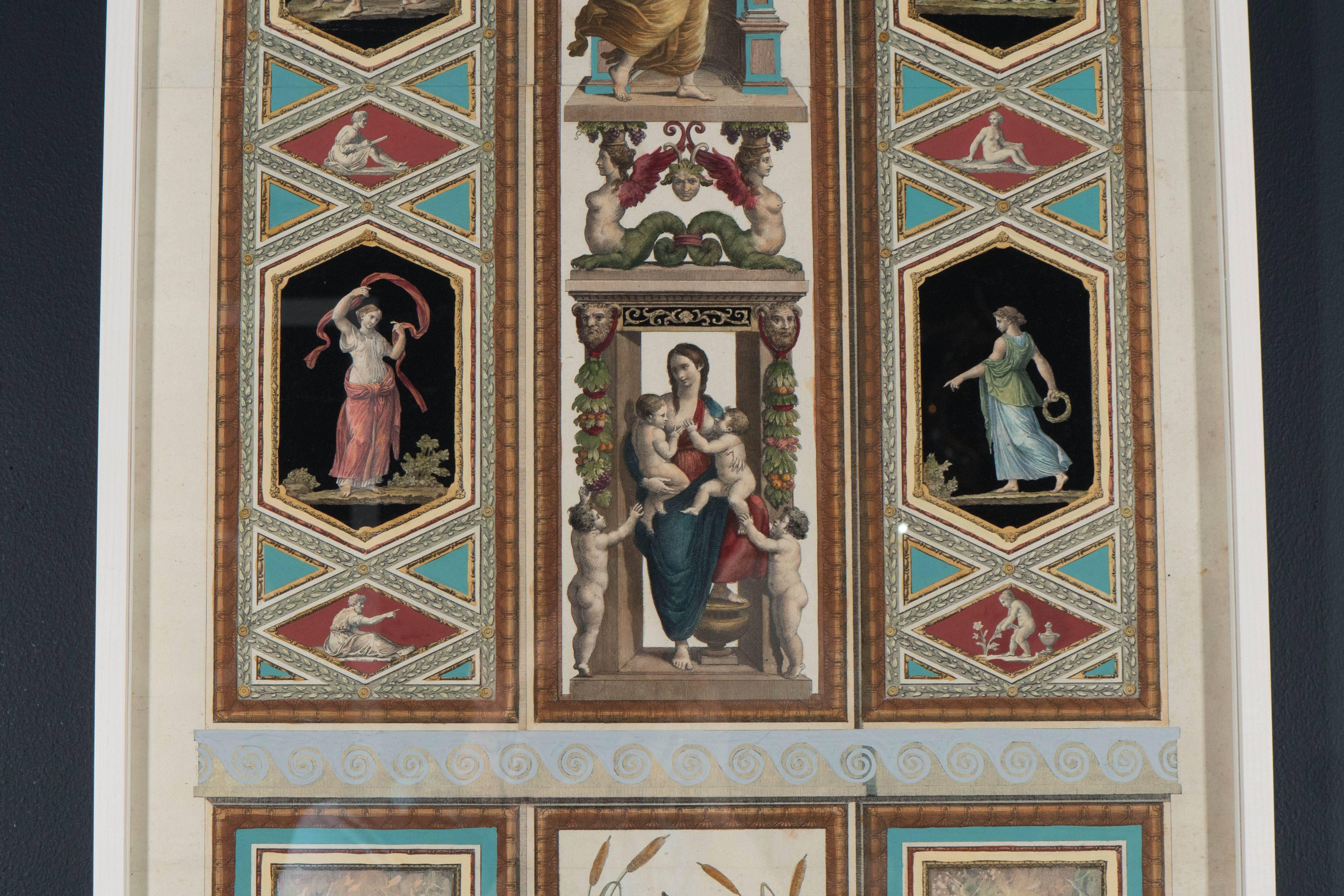 Italian Set of Five Engravings by Ottaviani and Volpato After Raphael's Frescoes For Sale