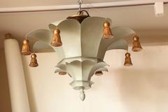 Painted Tole Ceiling Light with Bell Tassels