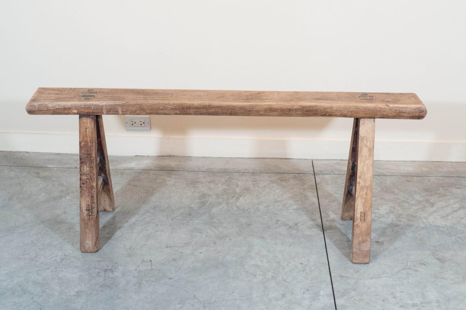 Narrow Country Bench at 1stdibs