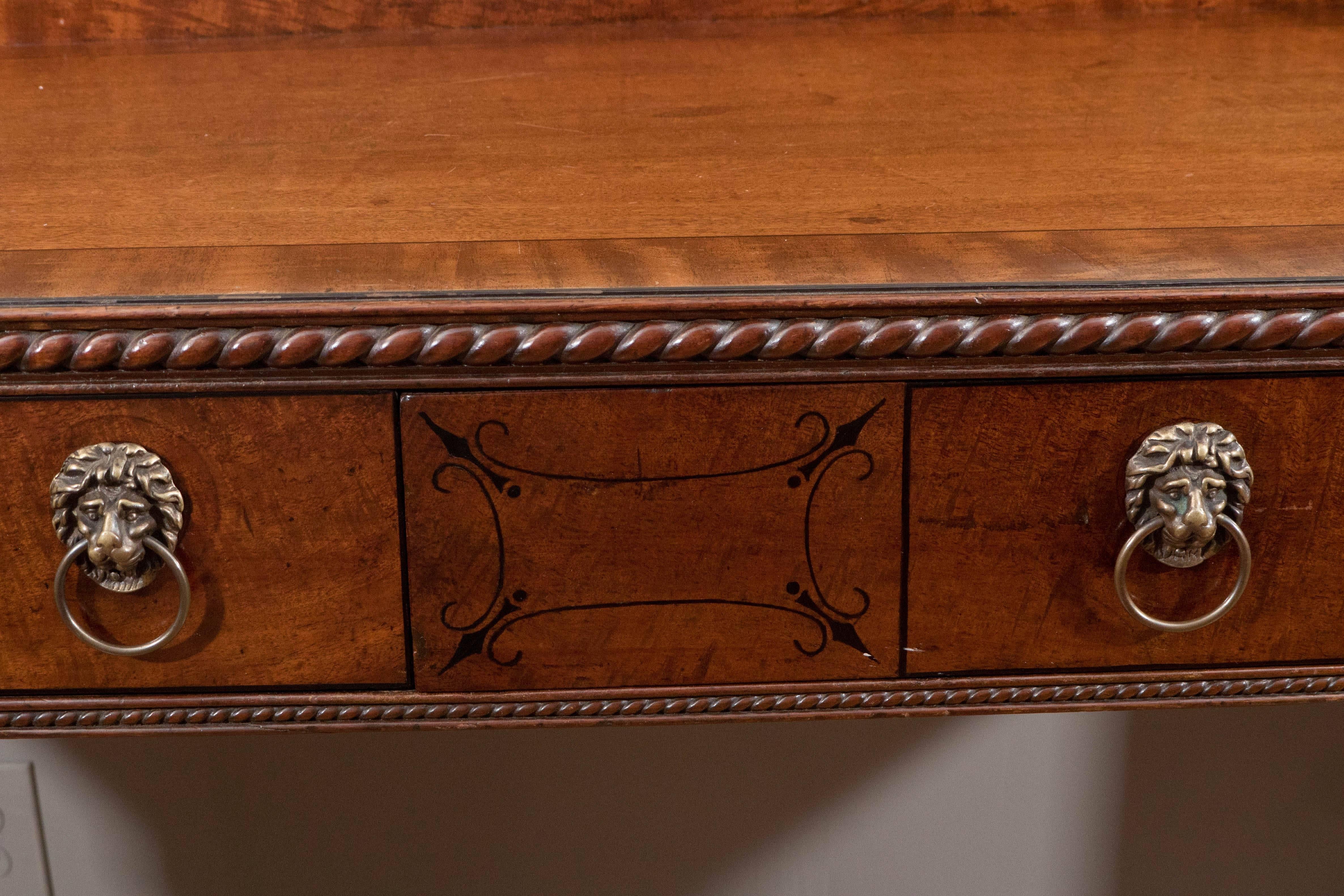 Carved Mack, Williams and Gibton Mahogany Sideboard with Lion Monopodium Legs For Sale