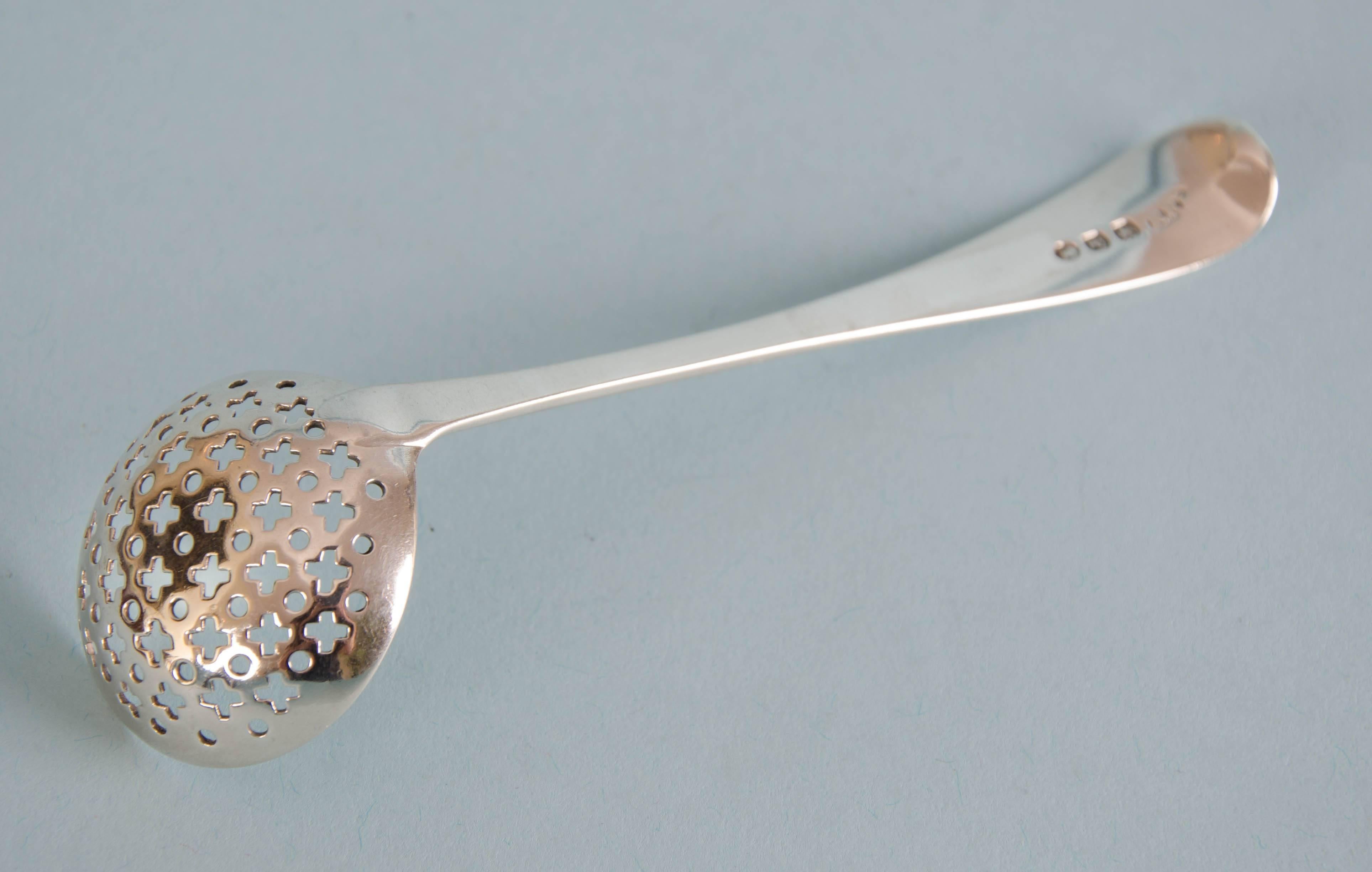 Early 19th Century George III Sterling Silver Sifter Spoon by Robert Rutland, London, 1810 For Sale