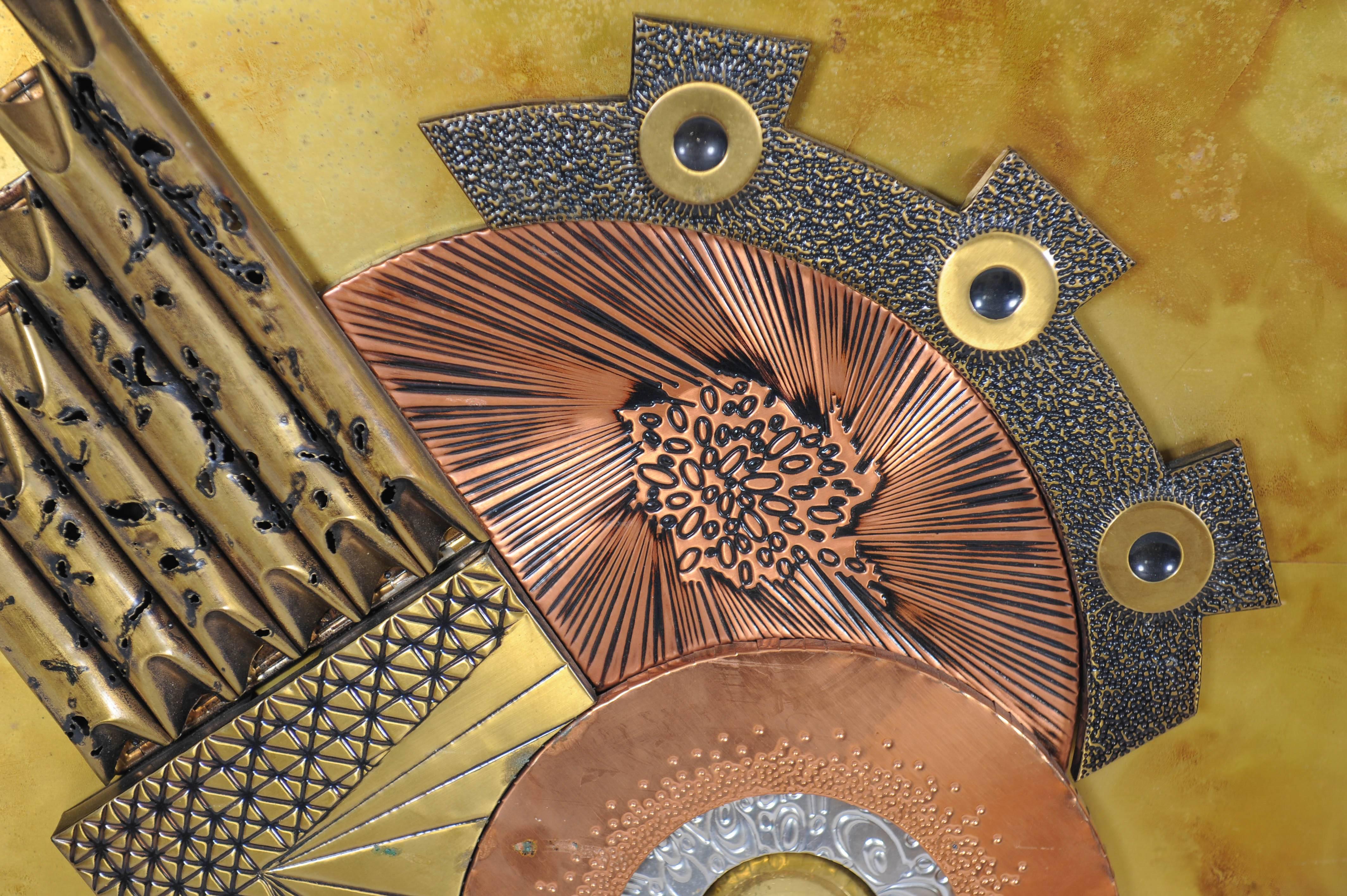 Impressive Brutalist brass art work in the style of Paul Vanders.
It is signed Klakov or Klaxov.