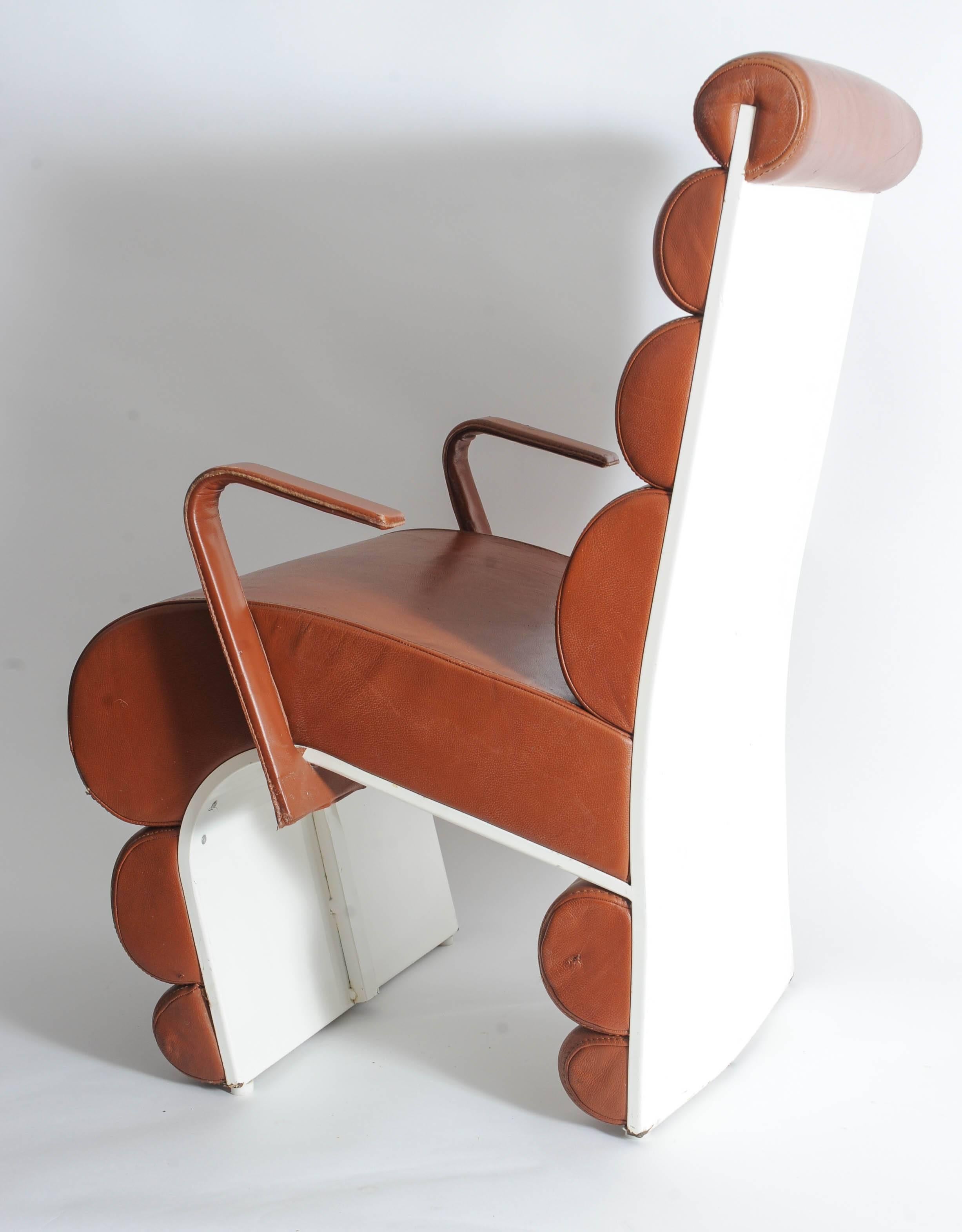 French Steel and leather chairs designed for Parisian nightclub Le Queen