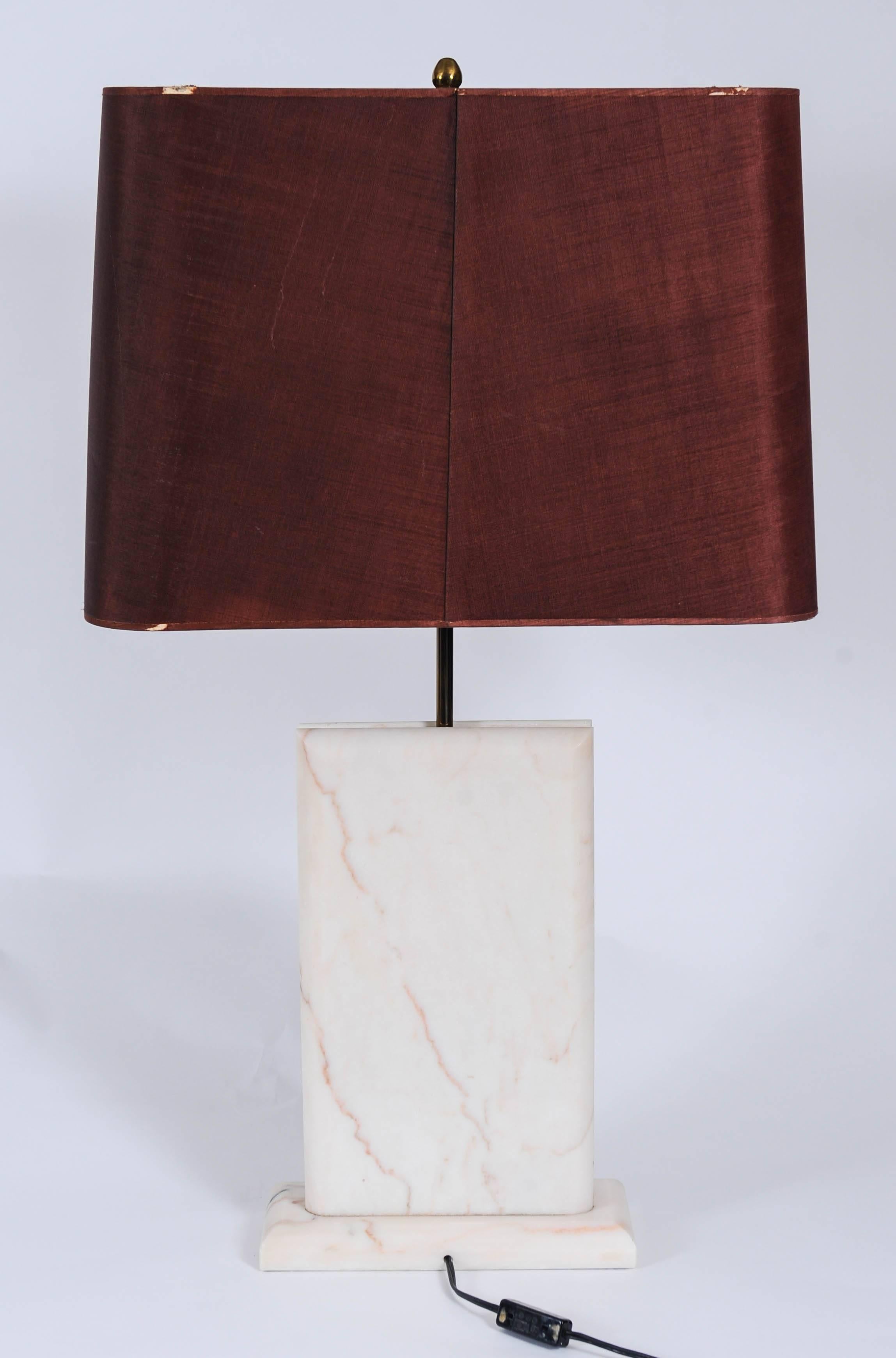 Mid-Century Modern Georges Mathias Style Marble Lamp with Agate For Sale