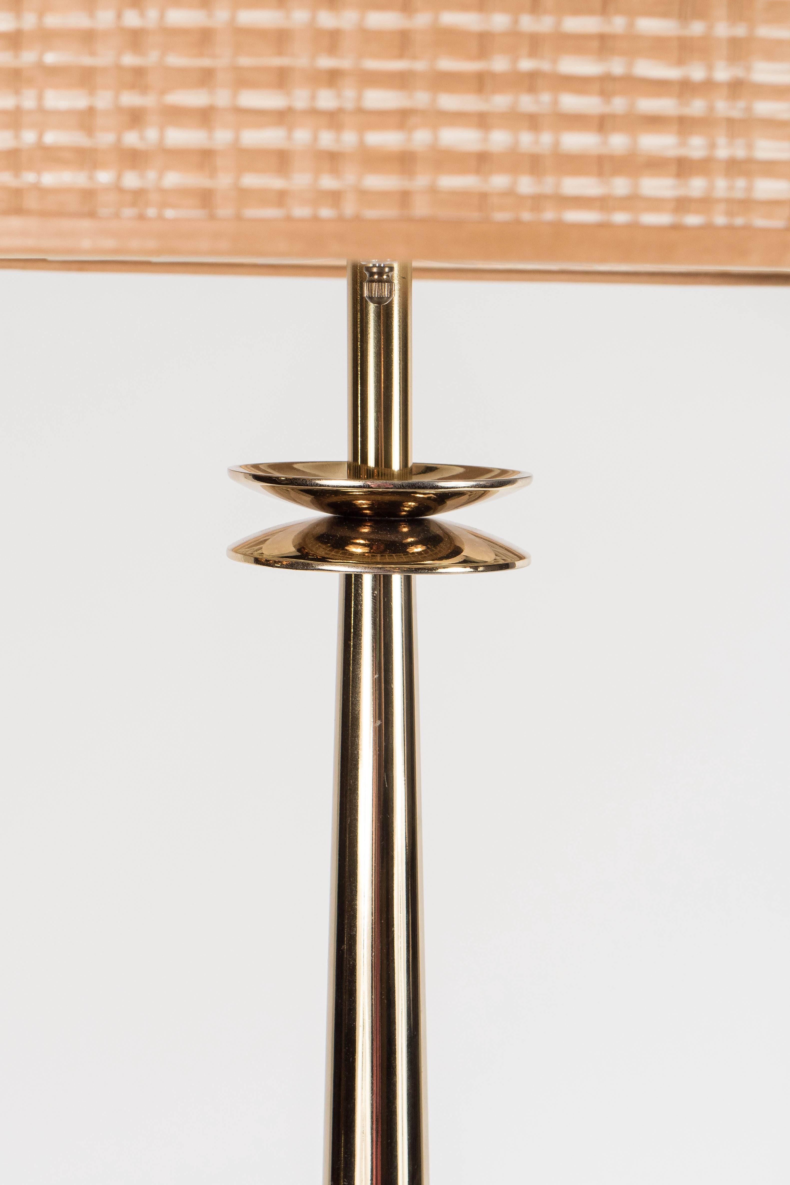 American Mid-Century Modernist Table Lamp by Stiffel with Cream Travertine Base