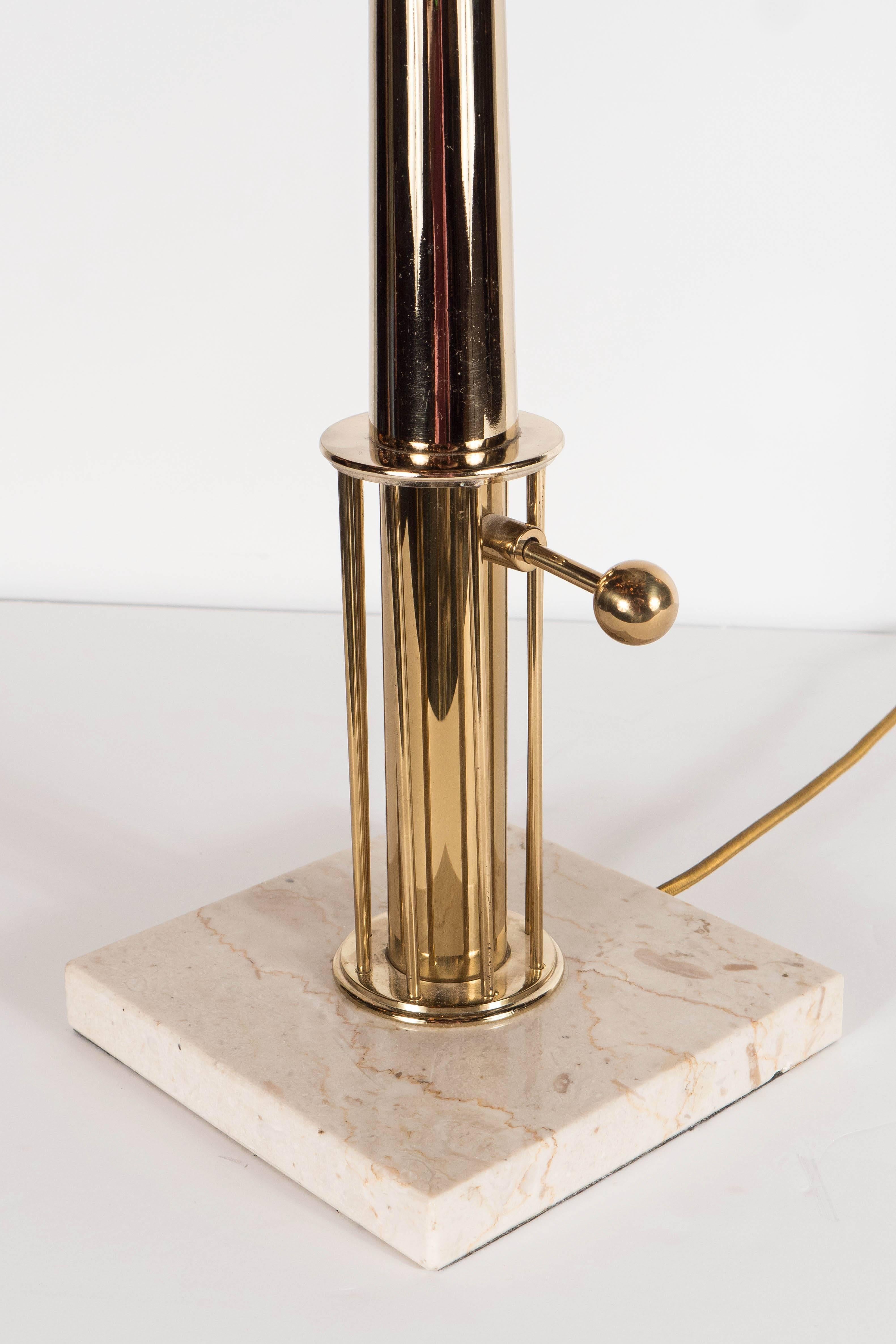 Mid-Century Modernist Table Lamp by Stiffel with Cream Travertine Base 1