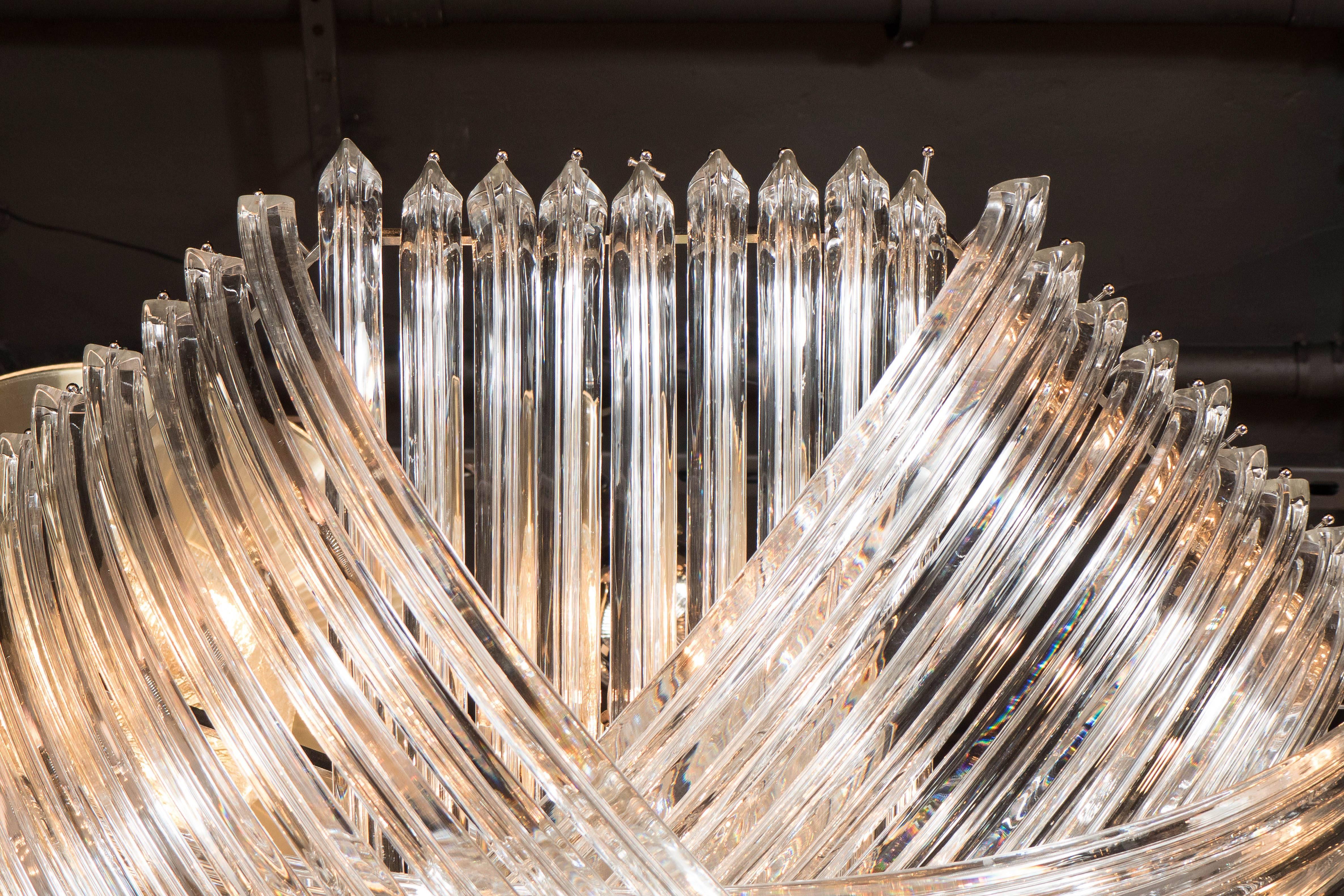 Exquisite & Monumental Modernist Murano Glass Ribbon Chandelier 4