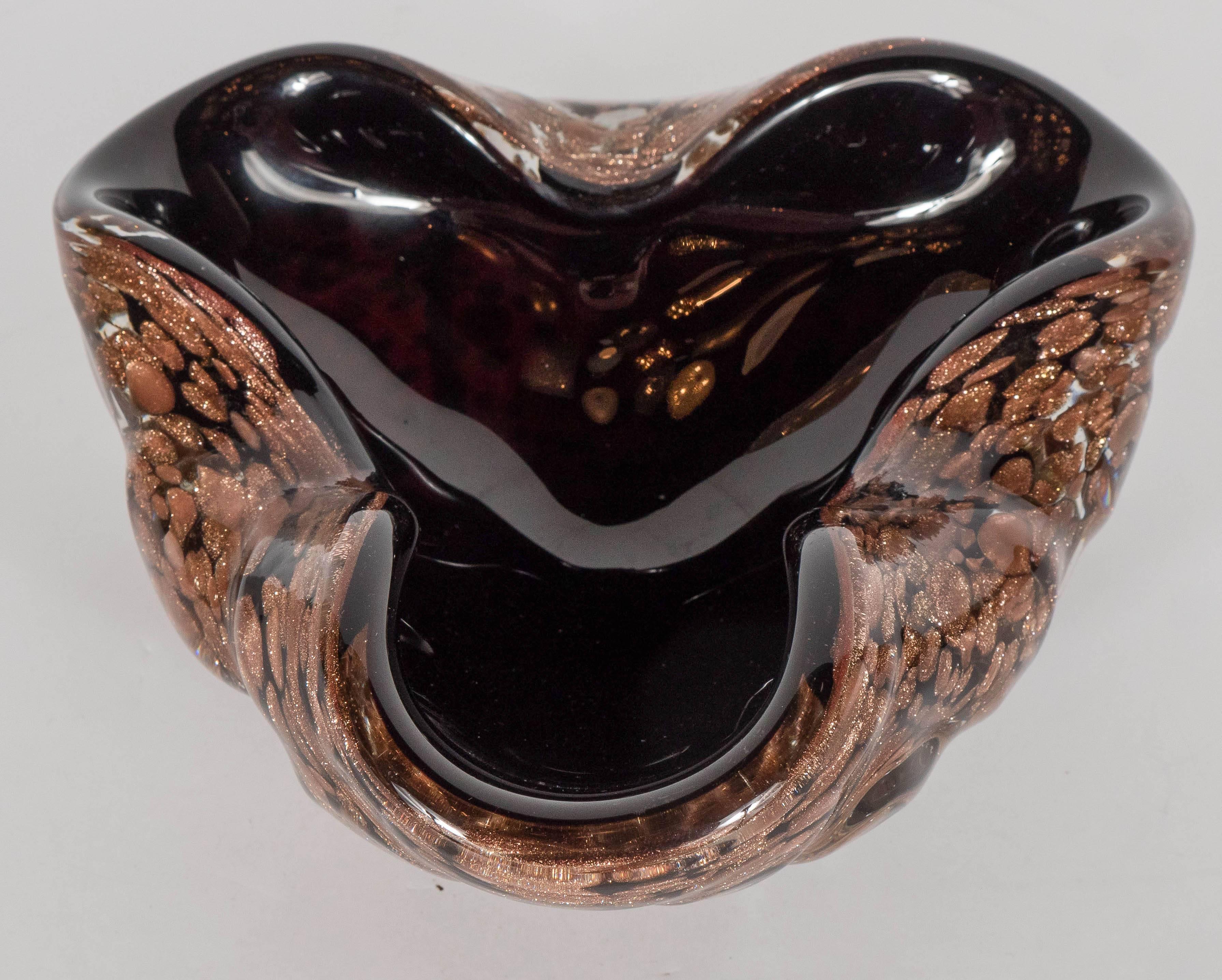 Mid-20th Century Mid-Century Modernist Murano Bowl with 24-Karat Rose Gold