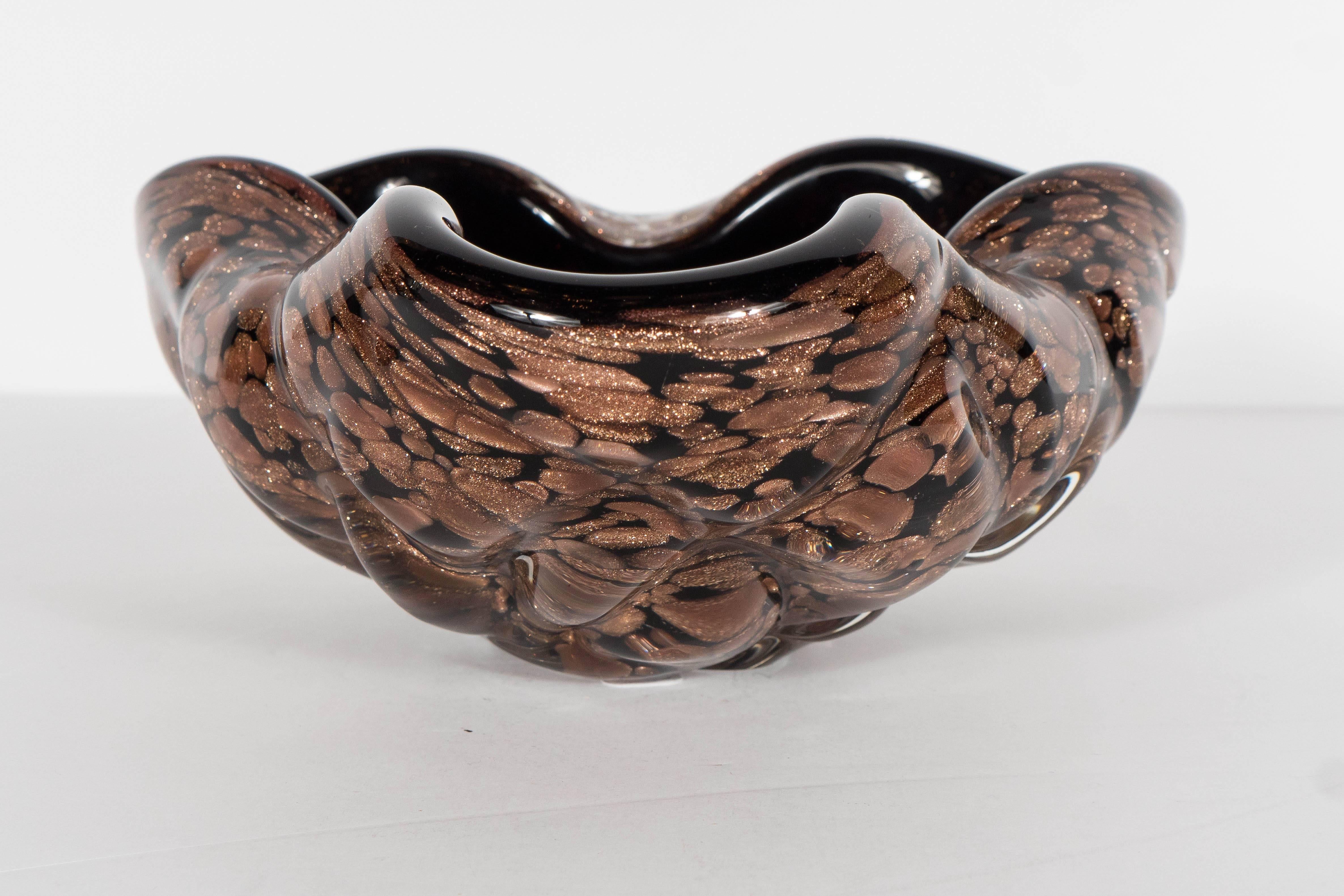 Mid-Century Modernist Murano Bowl with 24-Karat Rose Gold 1