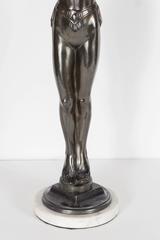 Art Deco Flapper Lady Stehleuchte von Everlite aus patinierter Bronze mit Marmorsockel