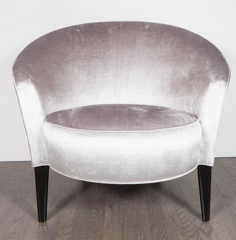 Pair Of Mid Century Modernist Club Chairs By Dialogica In Platinum Velvet At 1stdibs