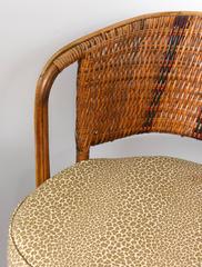 Pair of Vintage French Rattan "Tub" Chairs