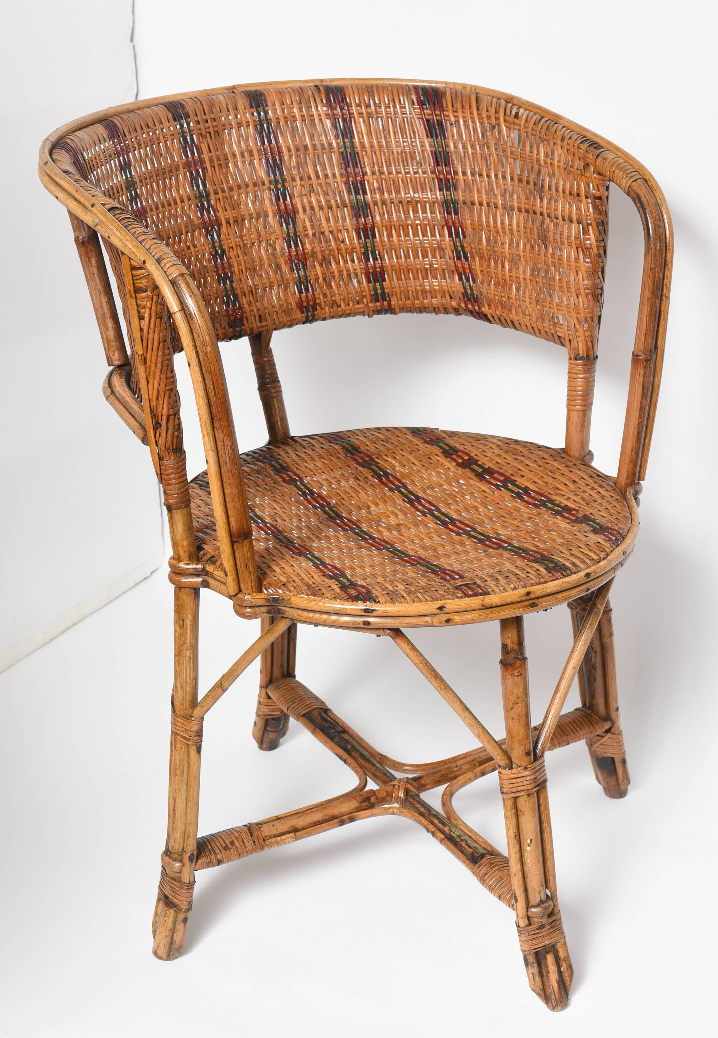 Mid-19th Century Pair of Vintage French Rattan 