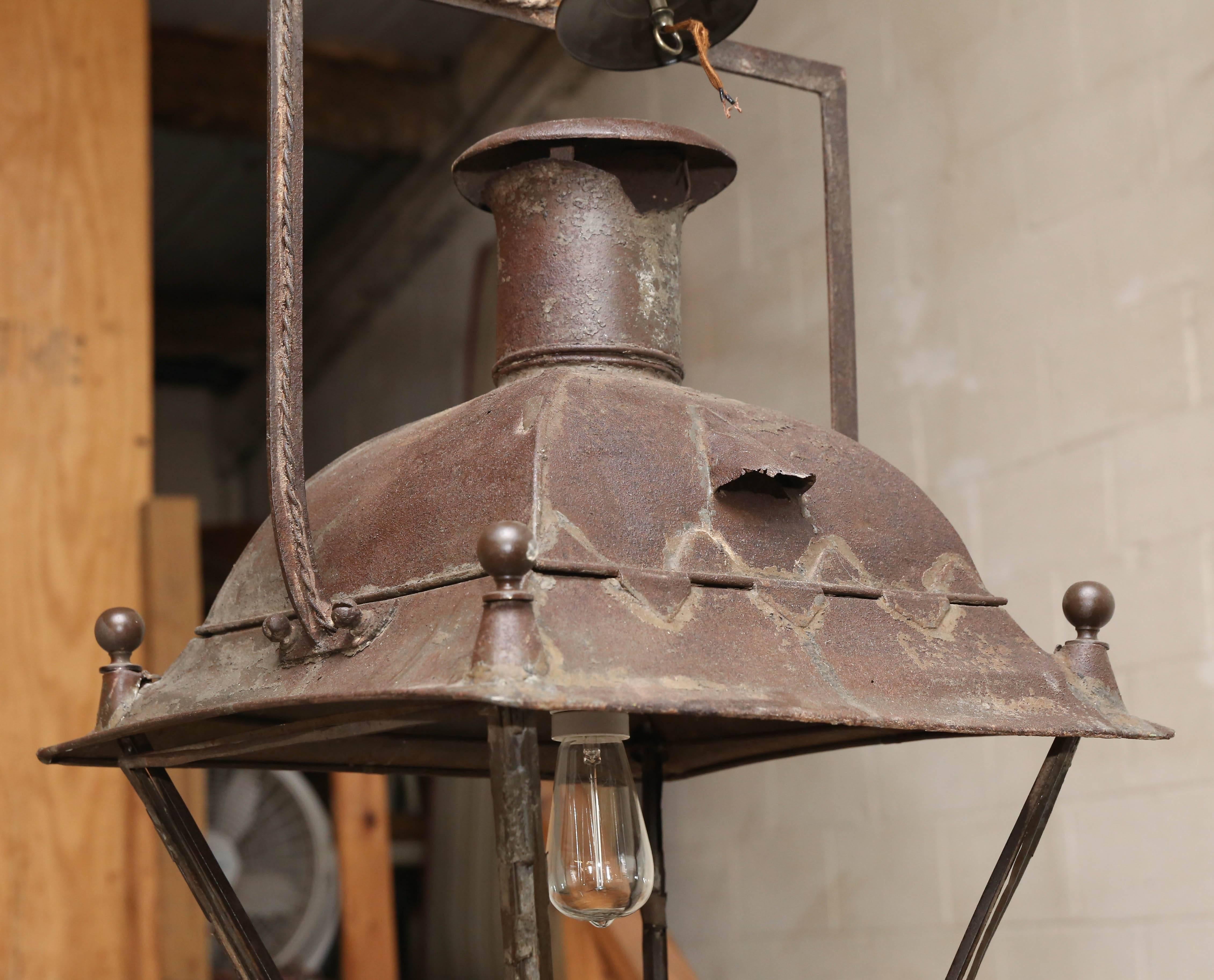 Featured here is a beautiful Italian, 18th century lantern that has been newly wired. This piece has minor loses on the top of the lantern due to age.