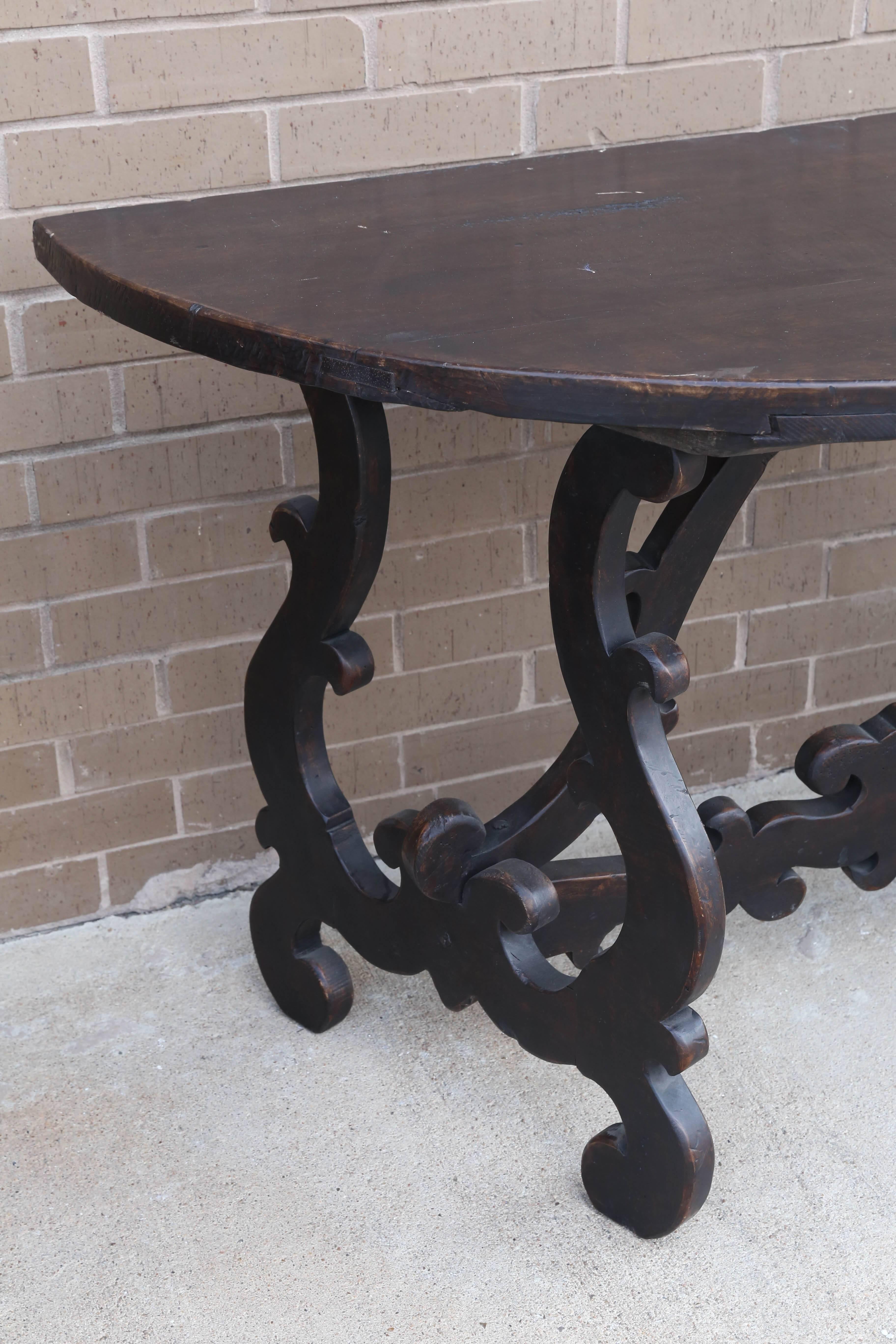 Italian Walnut Demilune Table from the 19th Century 2