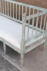 19th Century Swedish Gustavian Sofa Bench with Sage Green Scraped Paint