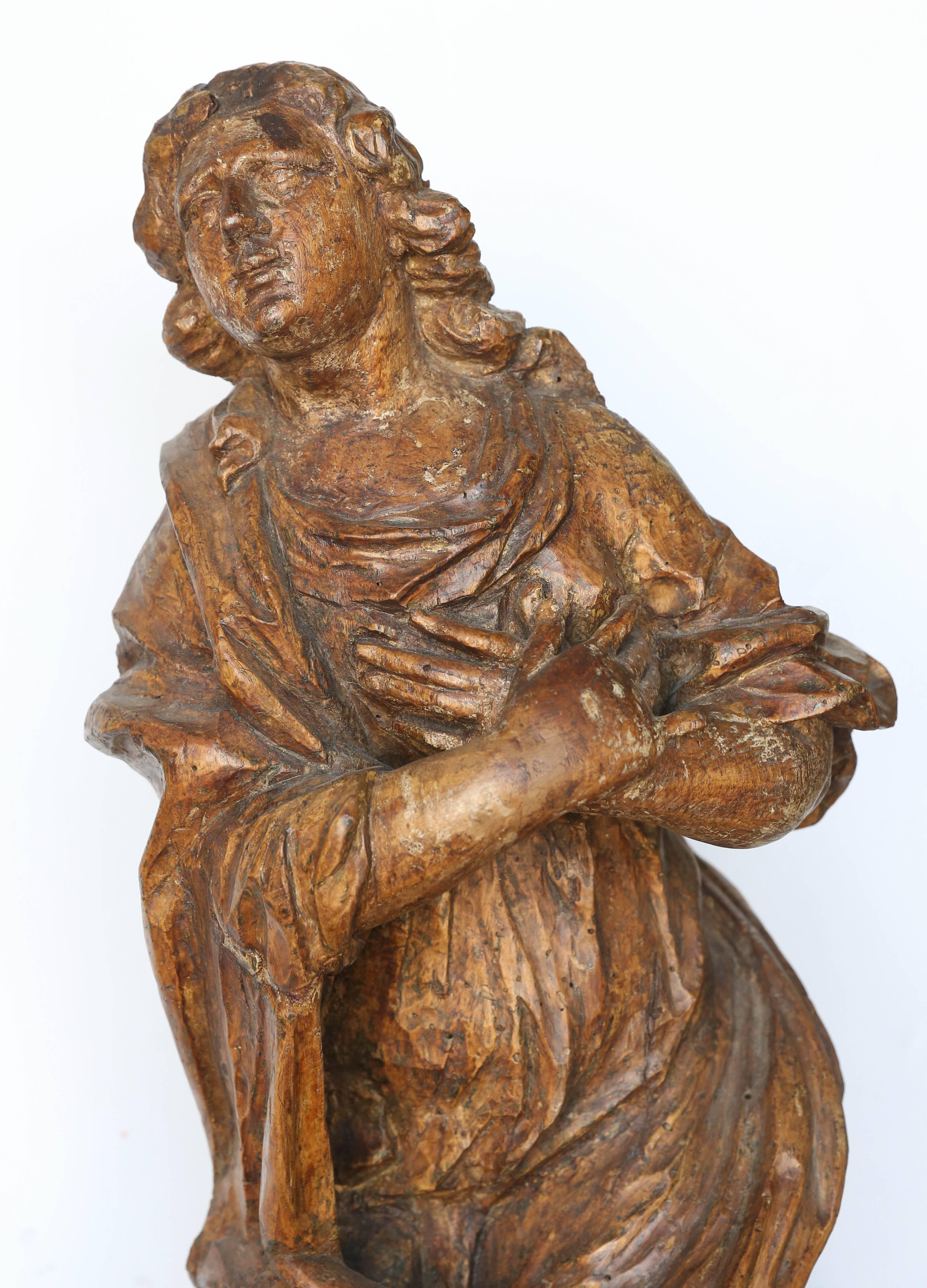 This is a great example of the Italian's artist gift to create stunning sculpture with this remarkable carved Angel. His wings are long gone but there is still a gorgeous patina and very fine carving.