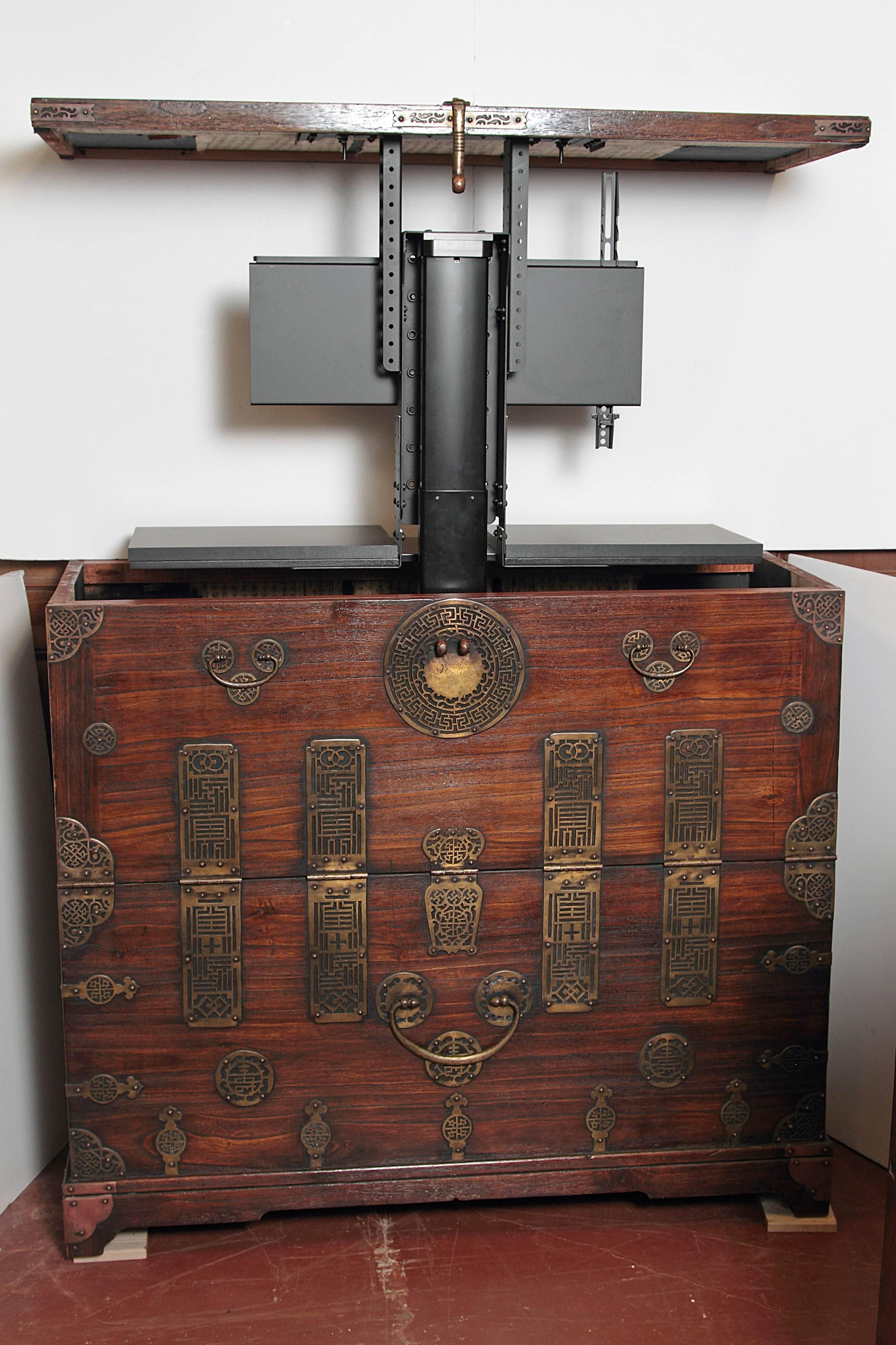 Anglo-Japanese Early 20th Century Korean Chest, Retro-Fitted for Television For Sale