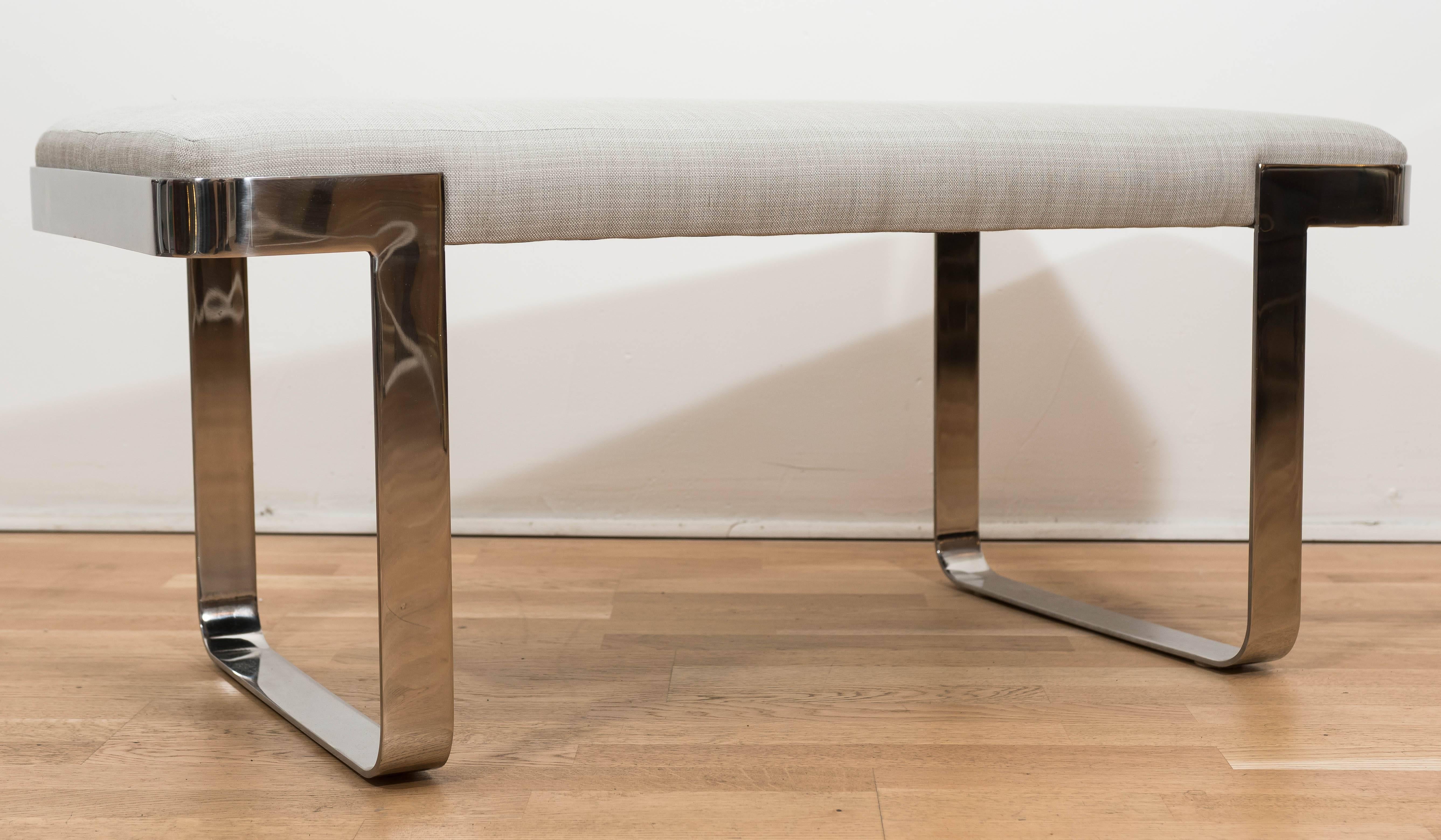 Canadian Stainless Steel Bench after Milo Baughman for Pace