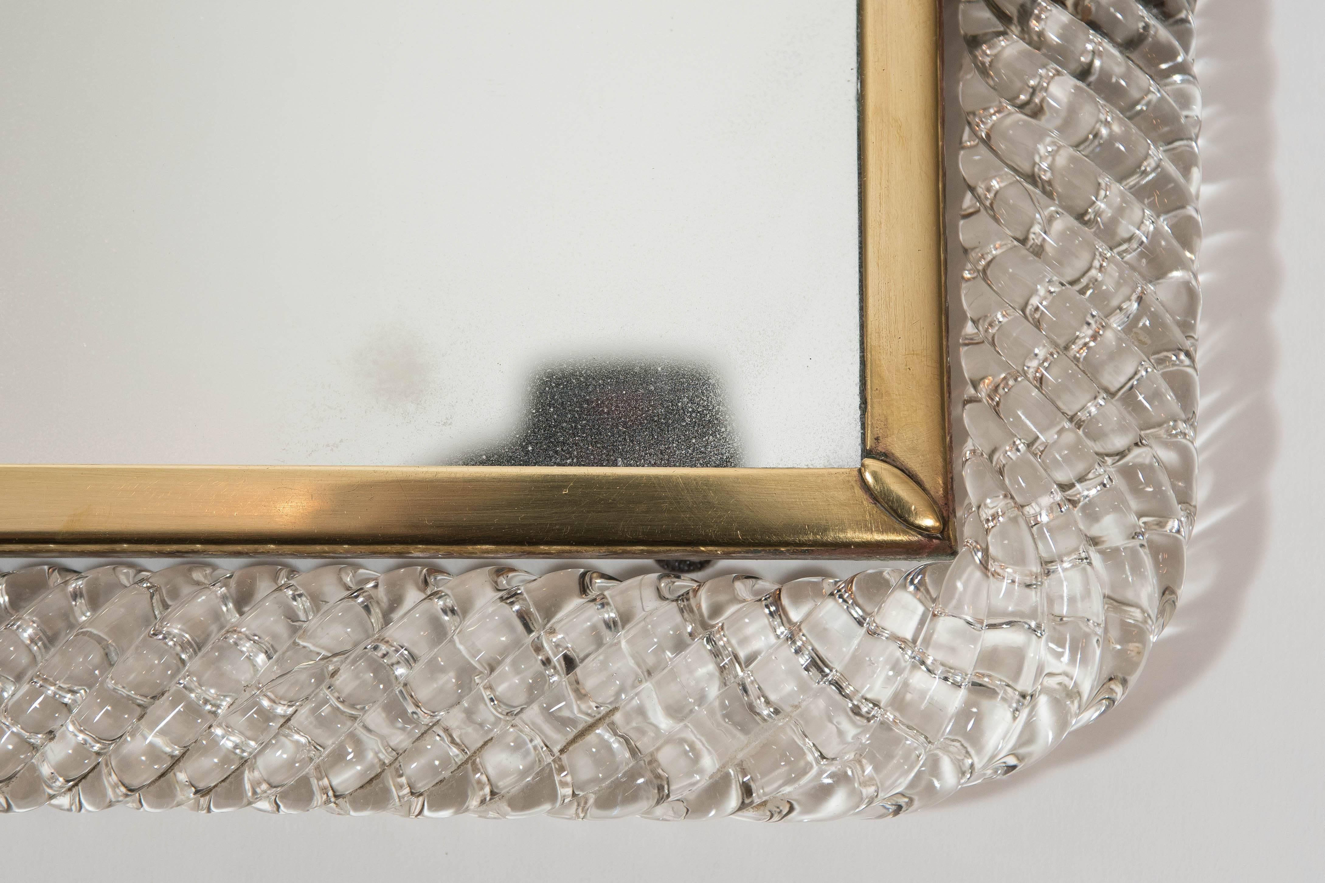 Italian Murano Glass and Brass Mirrored Tray Attributed to Veninni