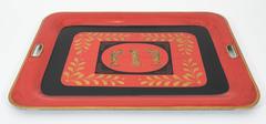 Vintage Italian Painted 'Tole' Tray in the Manner of Fornasetti