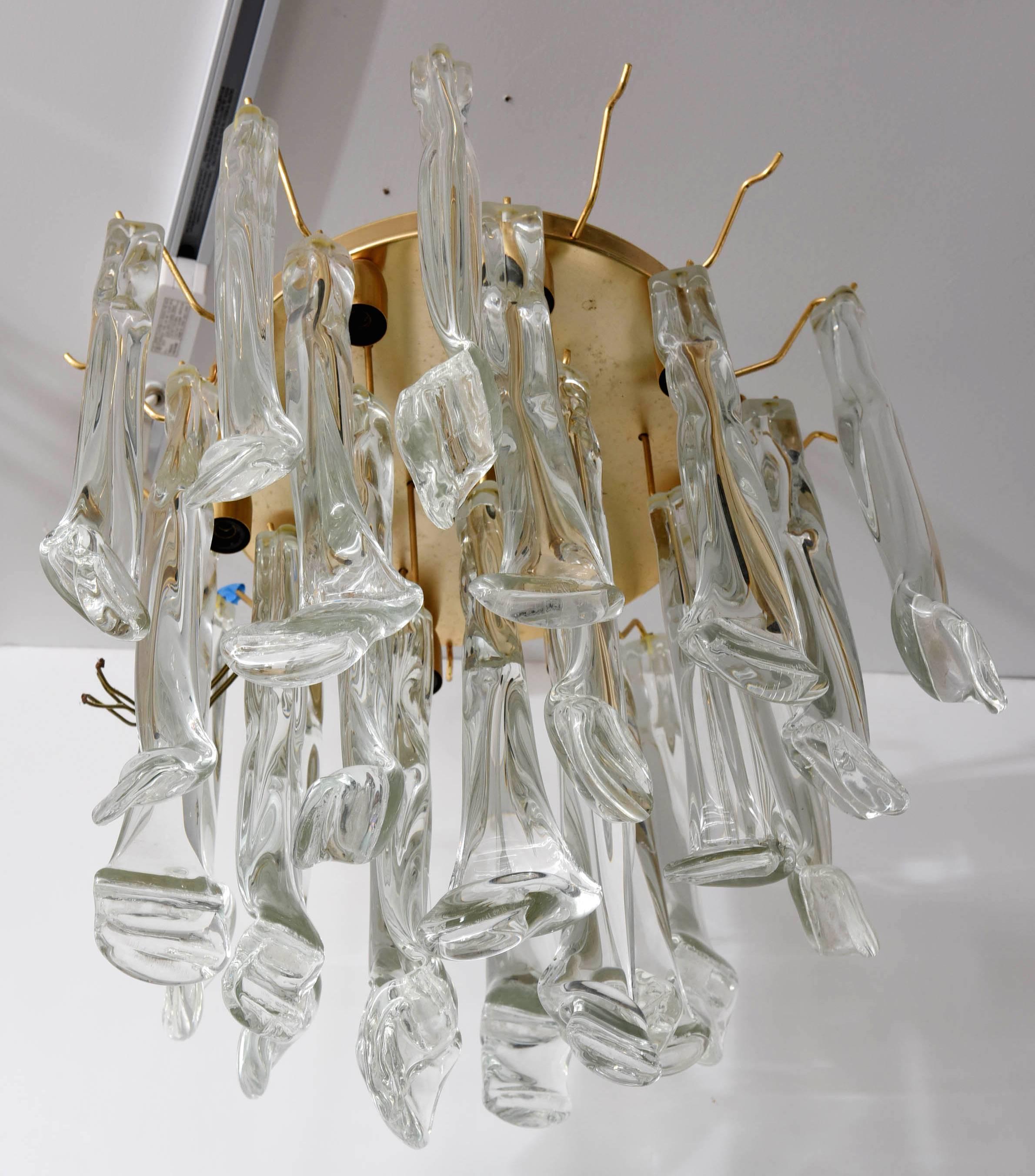 Hand-Crafted Mid-Century Modern Italian Murano Mazzega Chandelier For Sale
