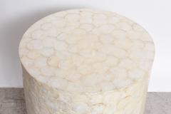 Mid-Century Modern Stylish Round Drum Capiz Shell Tables, Pedestals