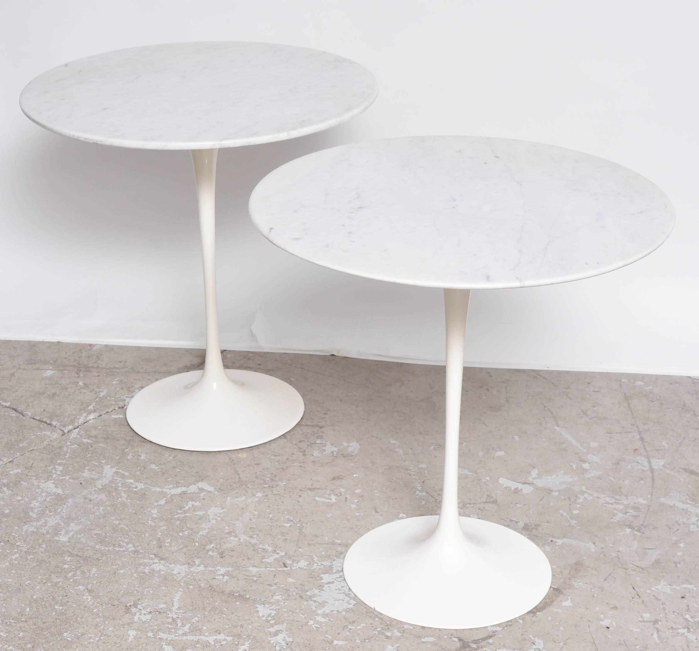 Cast Pair of Midcentury Sculptural Knoll Saarinen Vintage Tulip Side Tables