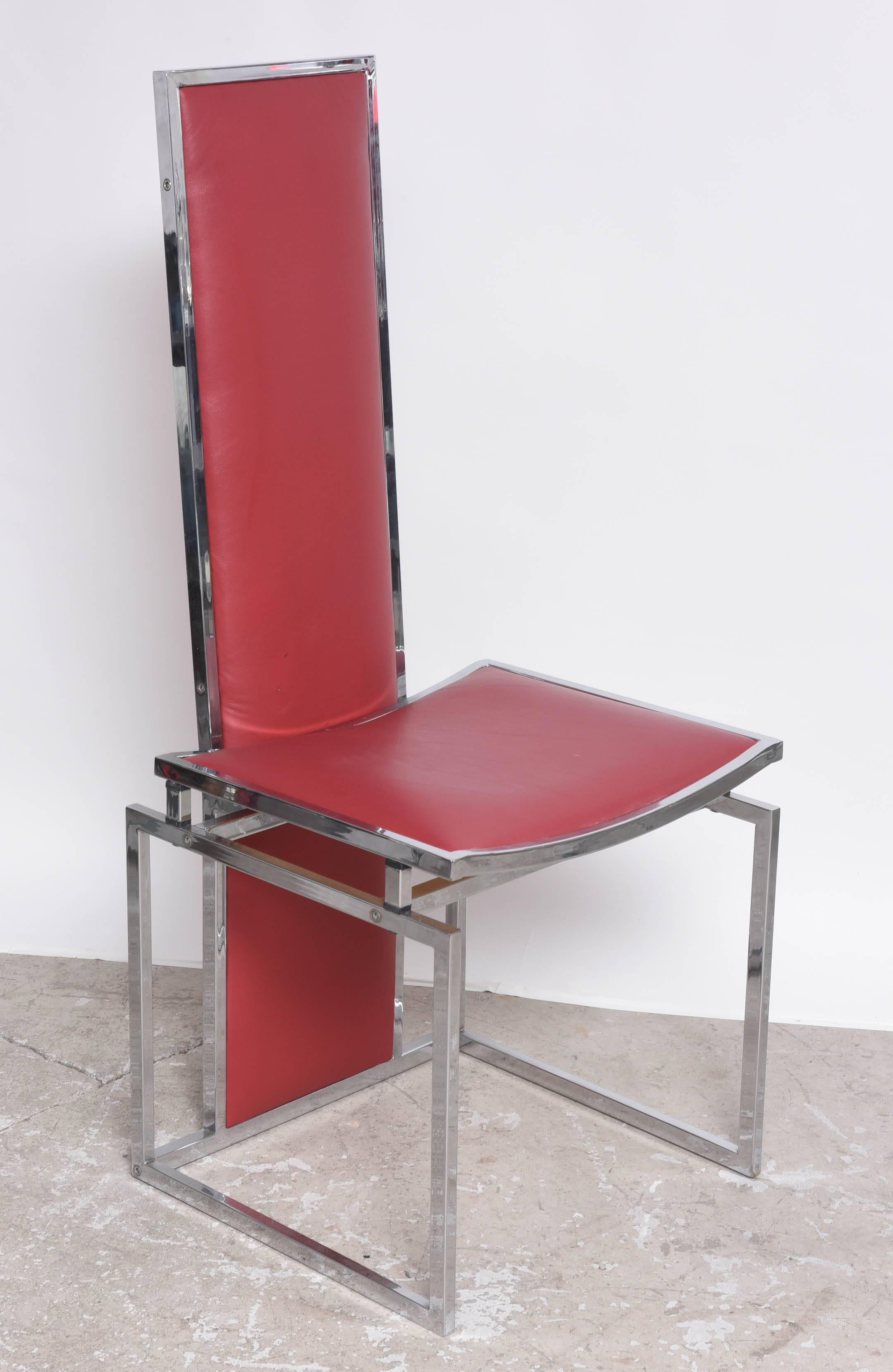Mid-Century Modern Mid Century Modern Italian Willy Rizzo att.  Floating Chrome High Back Chairs