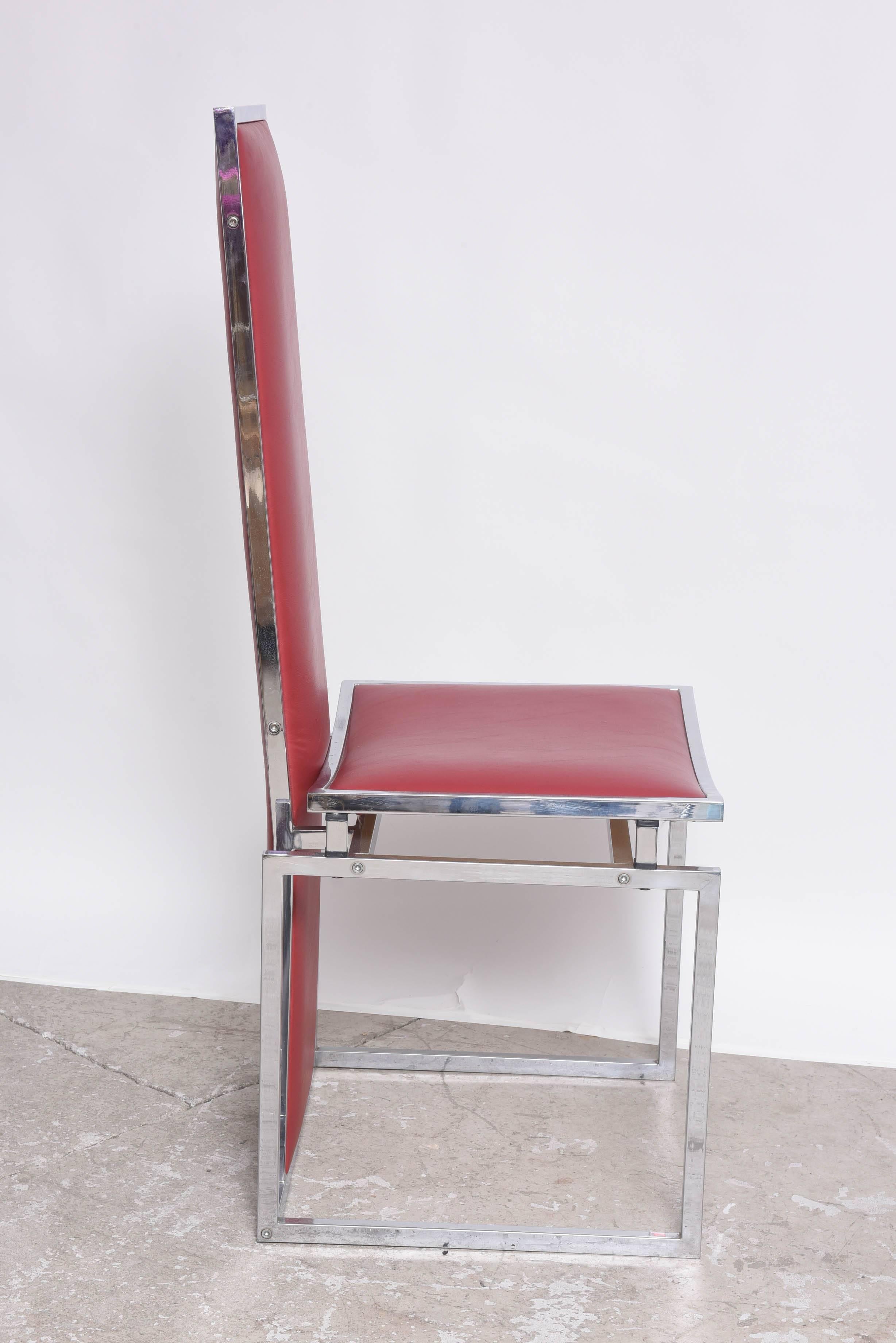 Late 20th Century Mid Century Modern Italian Willy Rizzo att.  Floating Chrome High Back Chairs