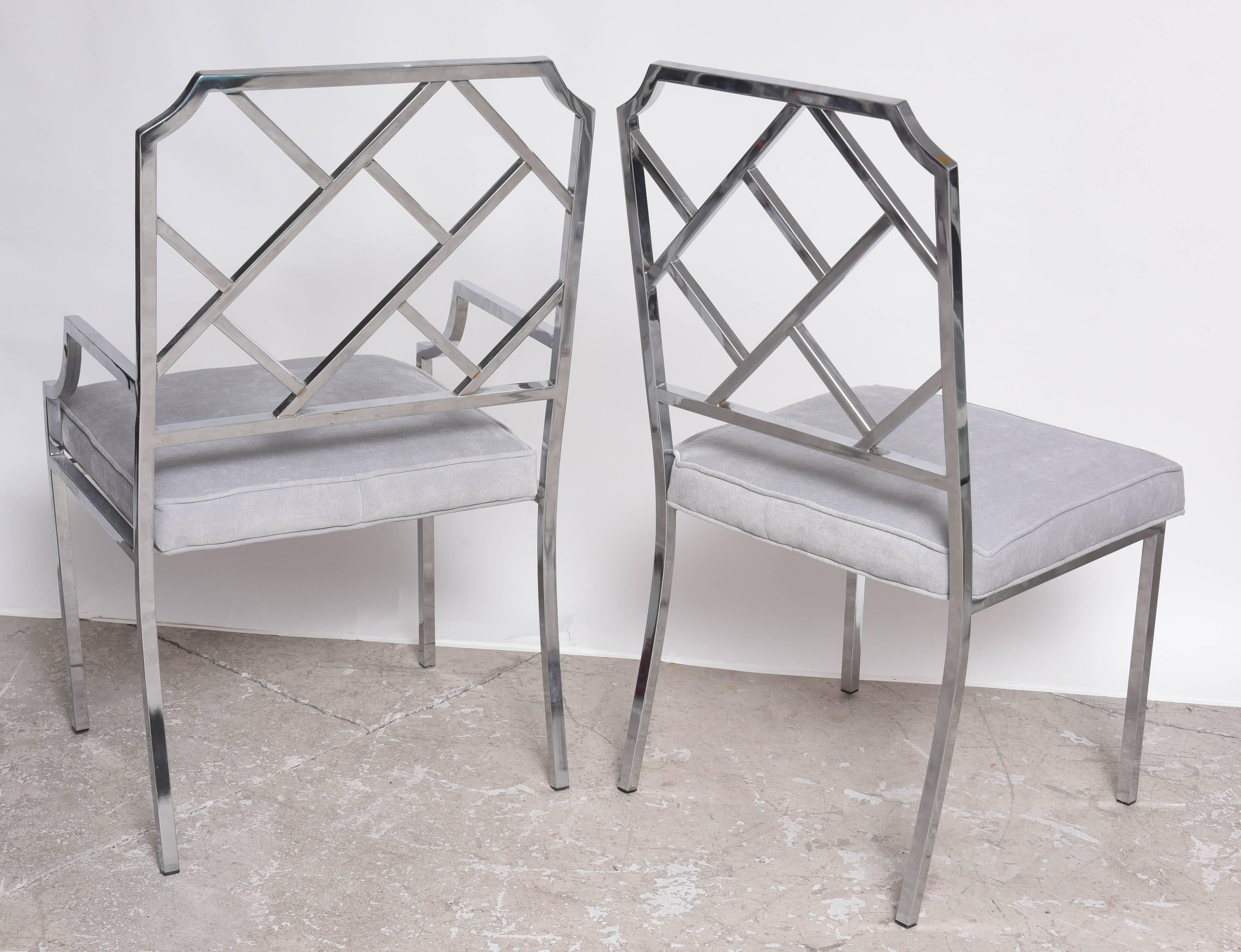 Late 20th Century Mid Century Modern Milo Baughman Lattice Back Dining Chairs for DIA