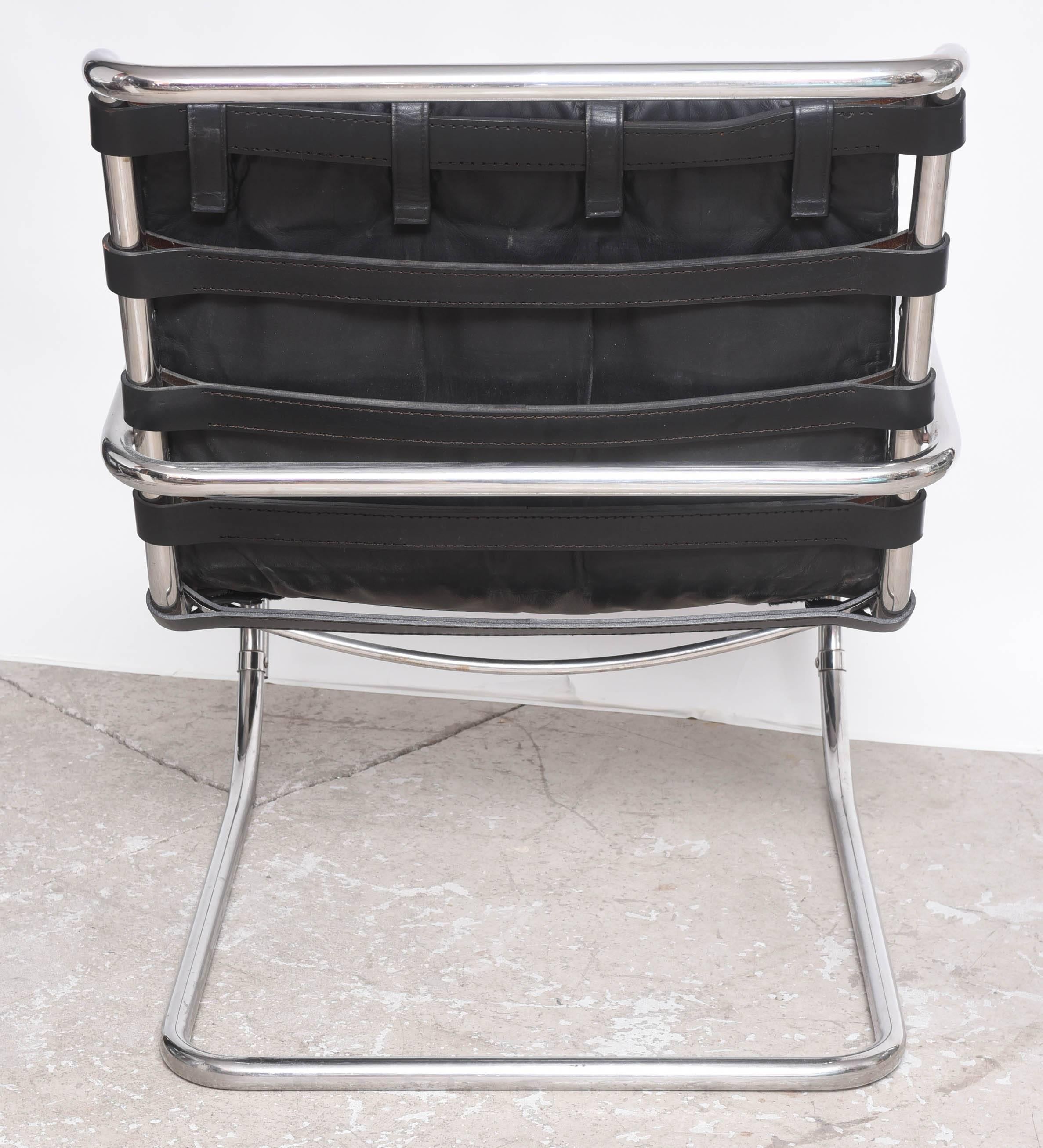 Leather Mid-Century Edition Bauhaus Mies van der Rohe Mr. Lounge Chairs by Knoll  For Sale