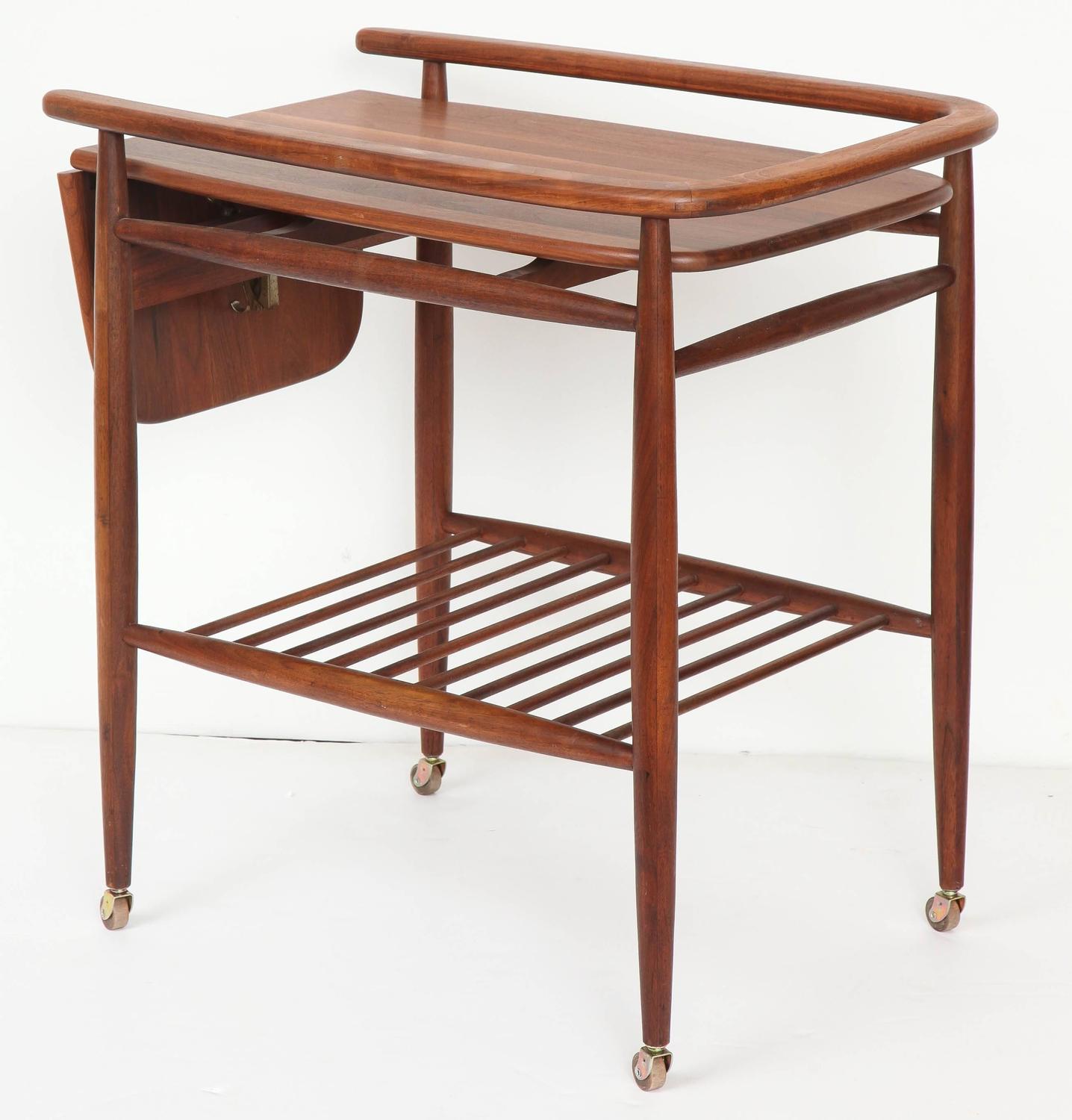 Sleek 1950s Danish Modern Teak Bar Cart at 1stdibs