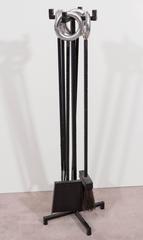 Michael Aram Schmiedeeisen Kamin Werkzeuge mit poliertem Chrom Ring Griffe