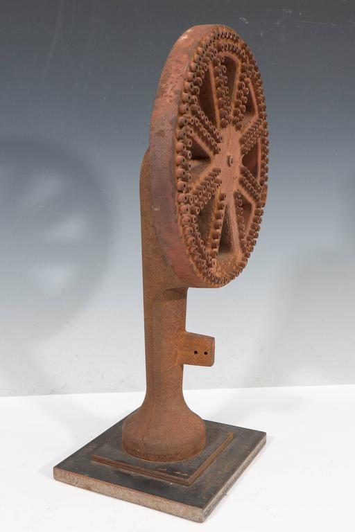 Vintage Industrial Decorative Iron Wheel Sculpture For Sale at 1stDibs