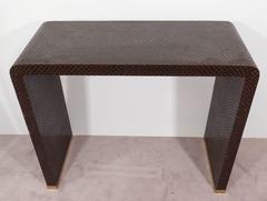 Mid-Century Modern Waterfall Grasscloth Console Table