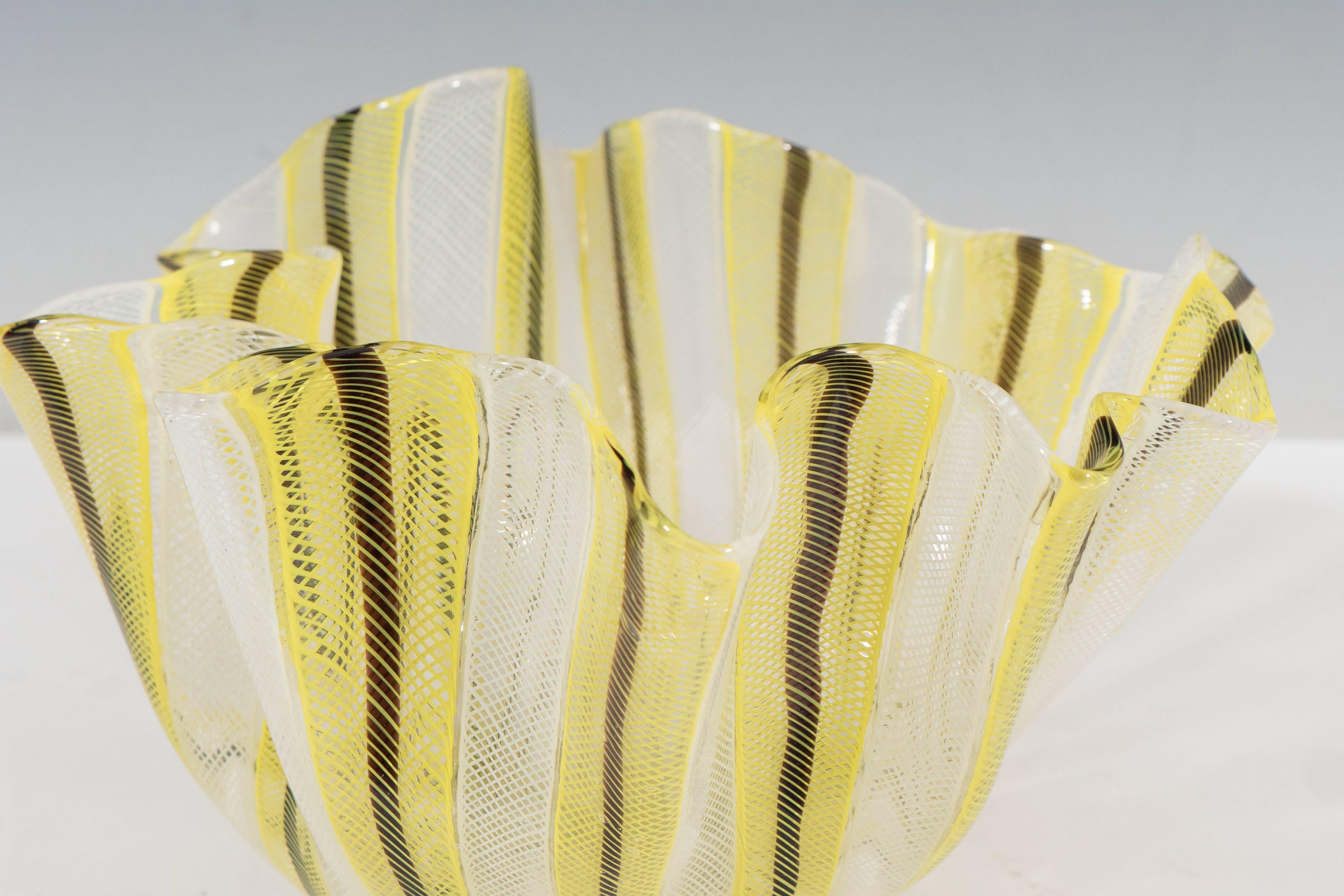 Mid-20th Century Venini Yellow and Black ‘Handkerchief’ Bowl
